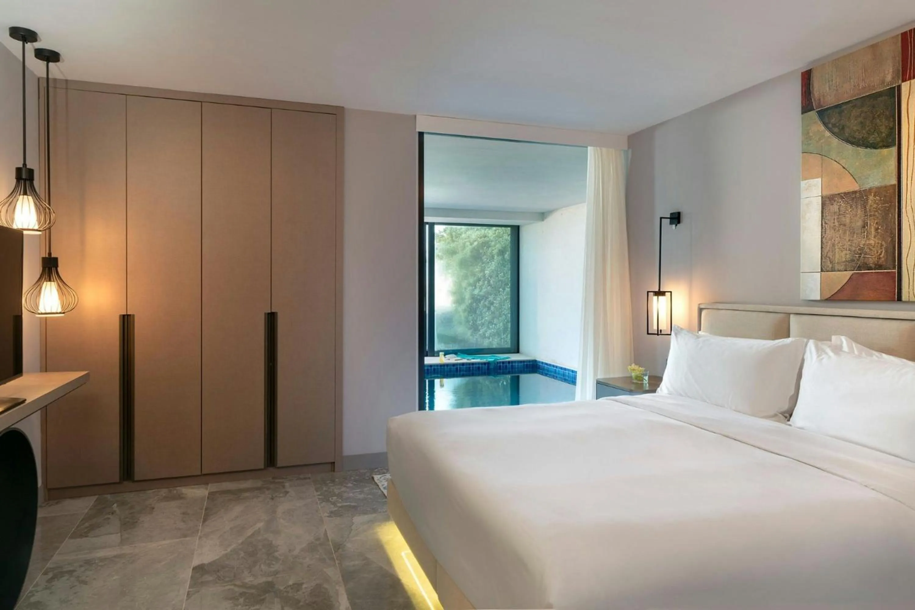 Swimming pool, Bed in Le Meridien Bodrum Beach Resort