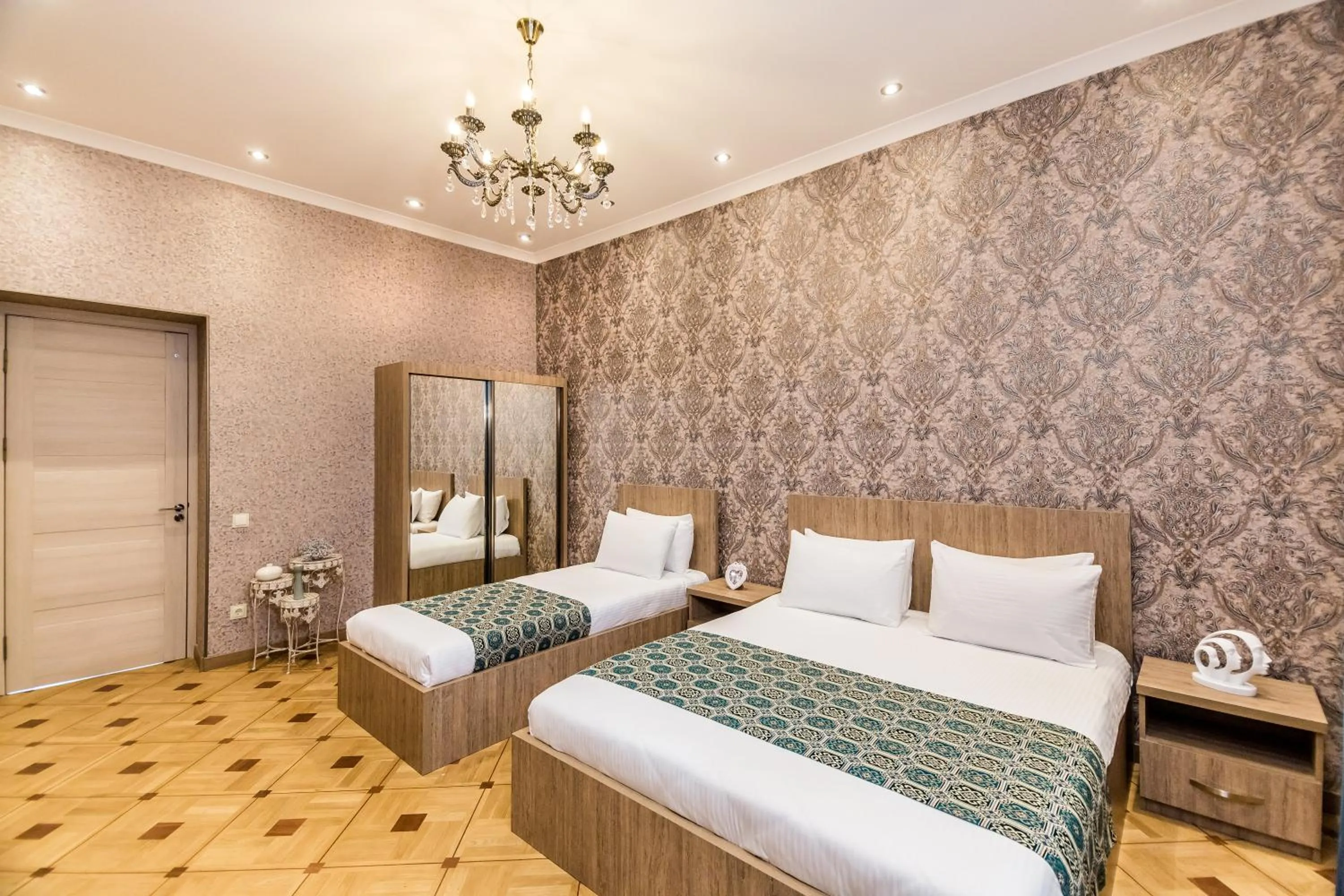 Decorative detail, Bed in Dat Exx Apartments on Marjanishvili