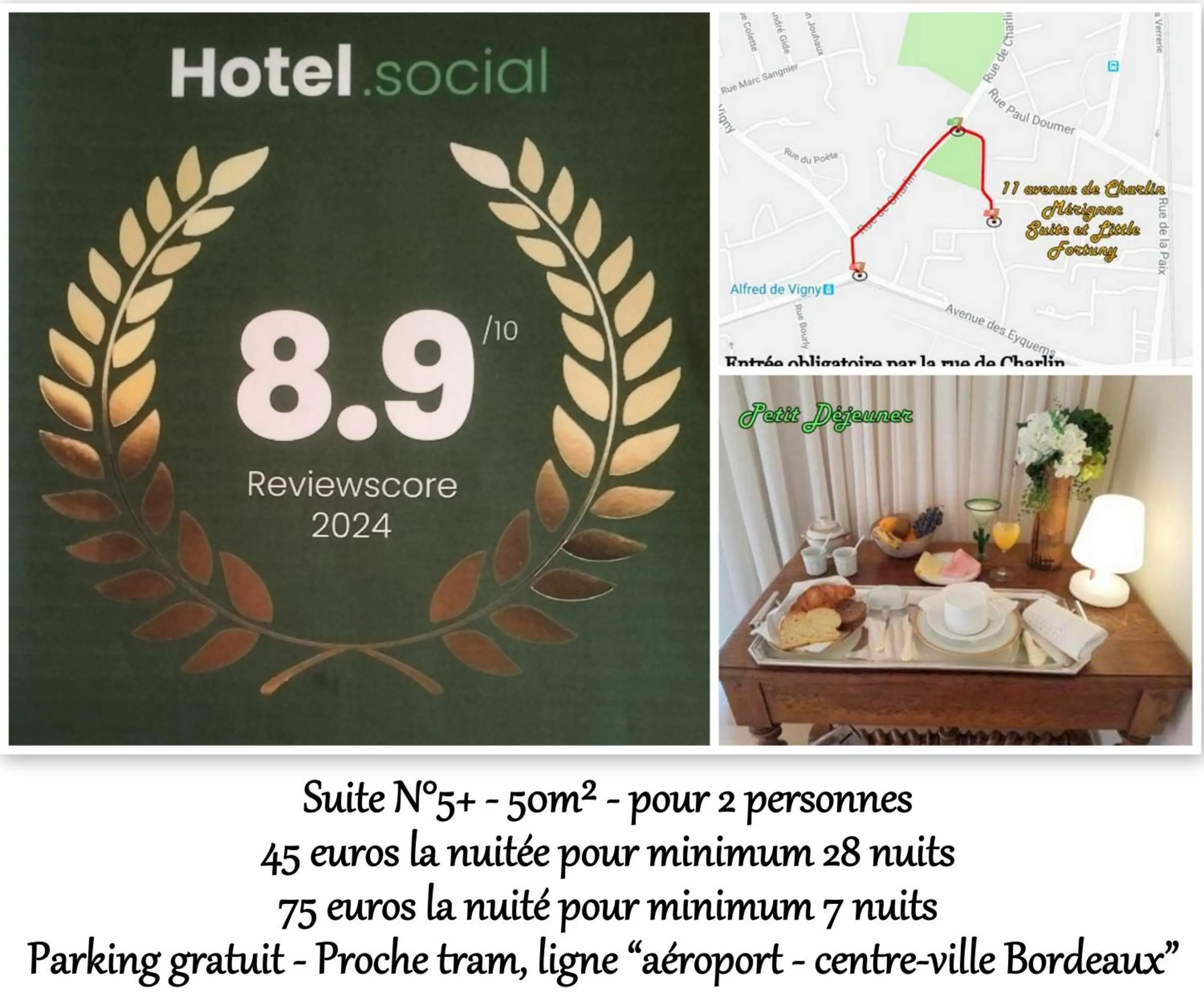 Breakfast in LE FORTUNY - 3 Suites, 2 apparts, 1 chambre - proche TRAM ligne aéroport et parking gratuit