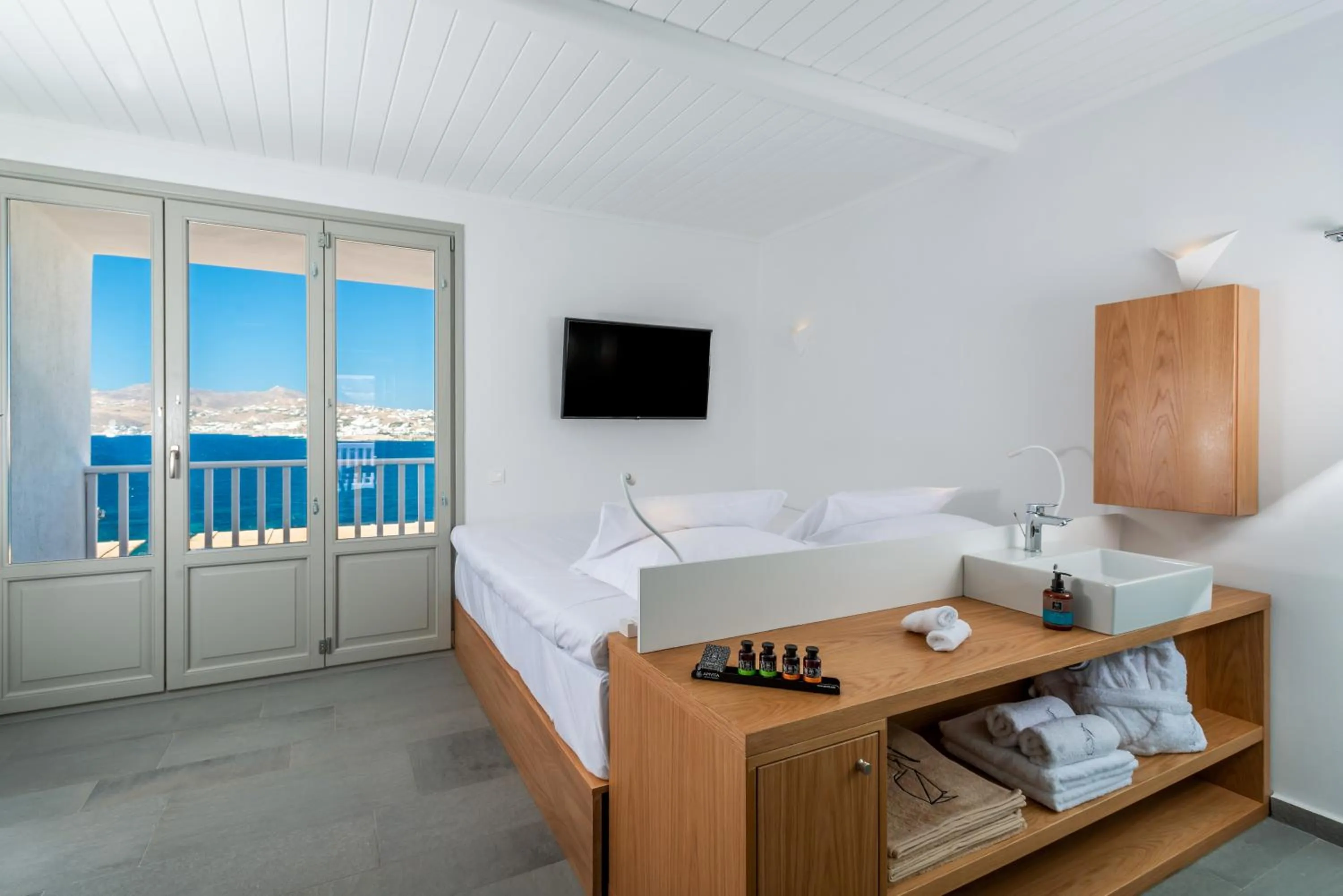 Bedroom, Bed in Dreambox Mykonos Suites and Mini Villas