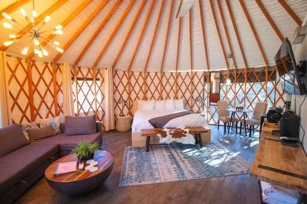 Bed in Escalante Yurts - Luxury Lodging
