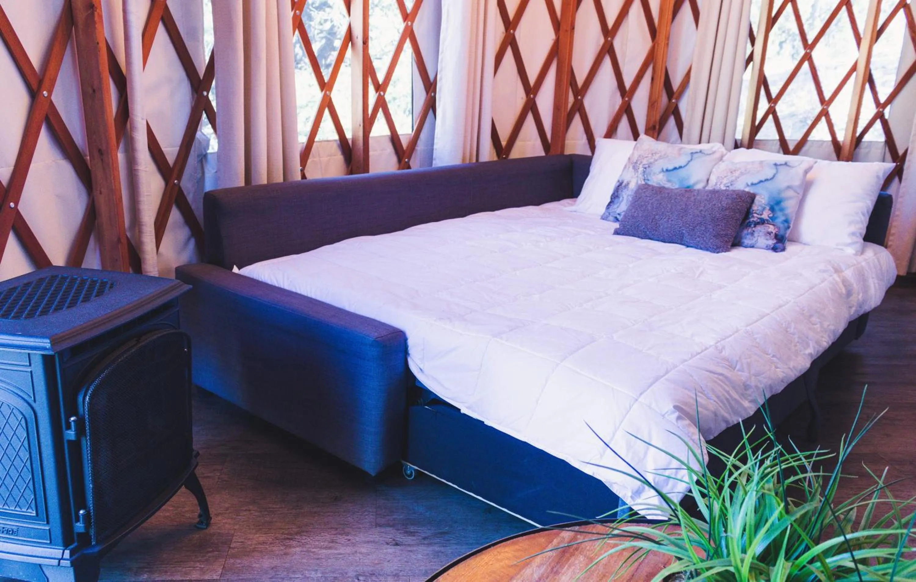 Bed in Escalante Yurts - Luxury Lodging