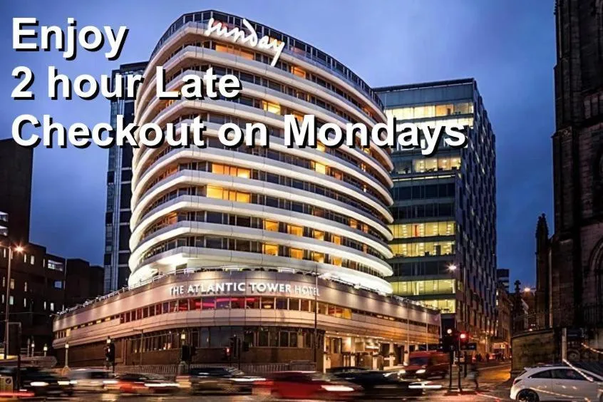 Text overlay in Atlantic Tower Hotel Liverpool By Sunday
