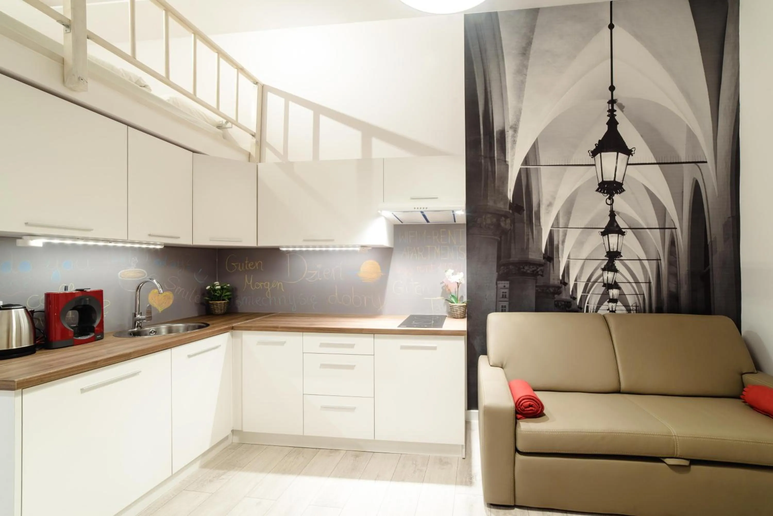 Photo of the whole room in 2 Nights Apartments - great location, right next to Main Rail and Bus Station, 10 min to Main Square by foot