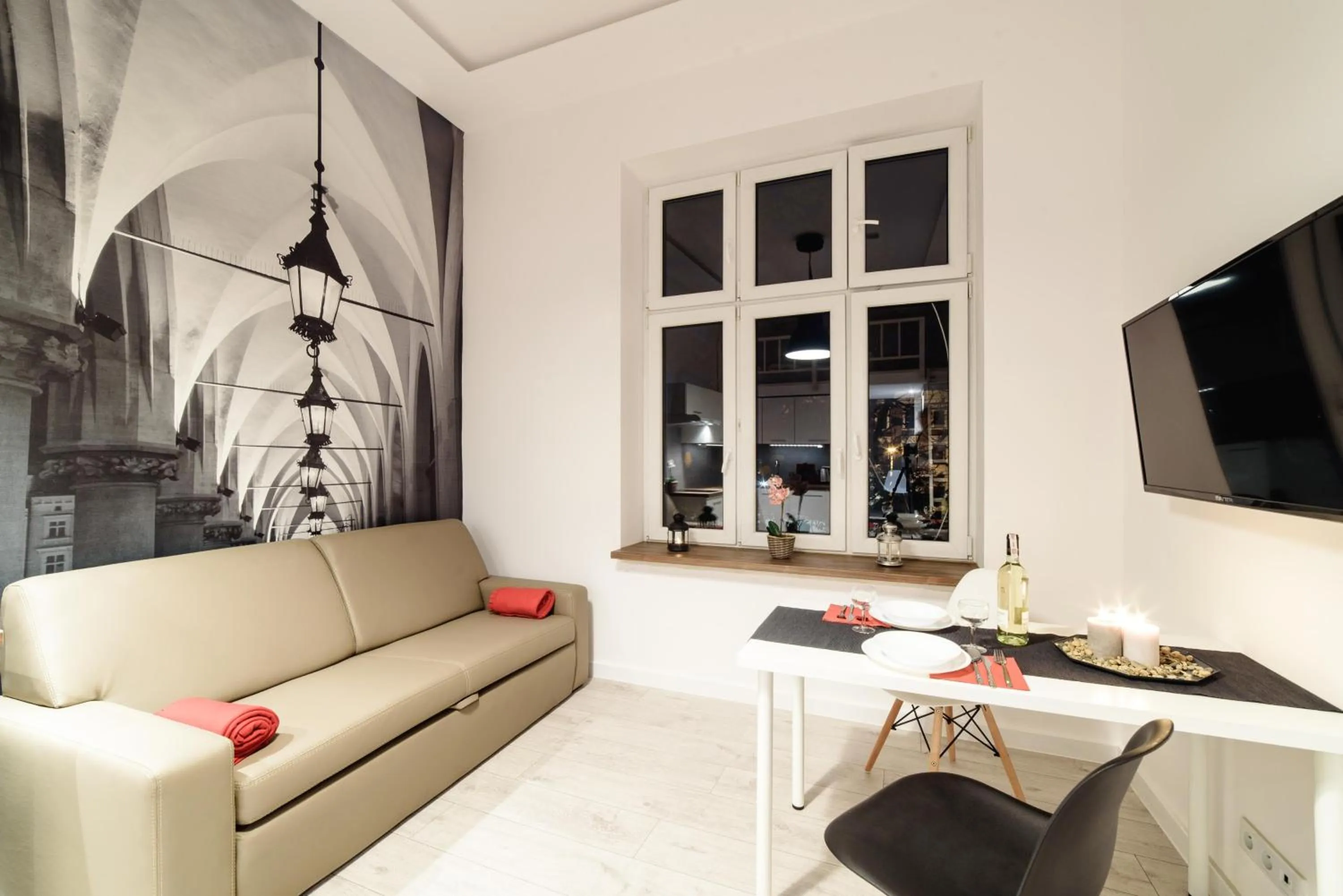 Photo of the whole room in 2 Nights Apartments - great location, right next to Main Rail and Bus Station, 10 min to Main Square by foot