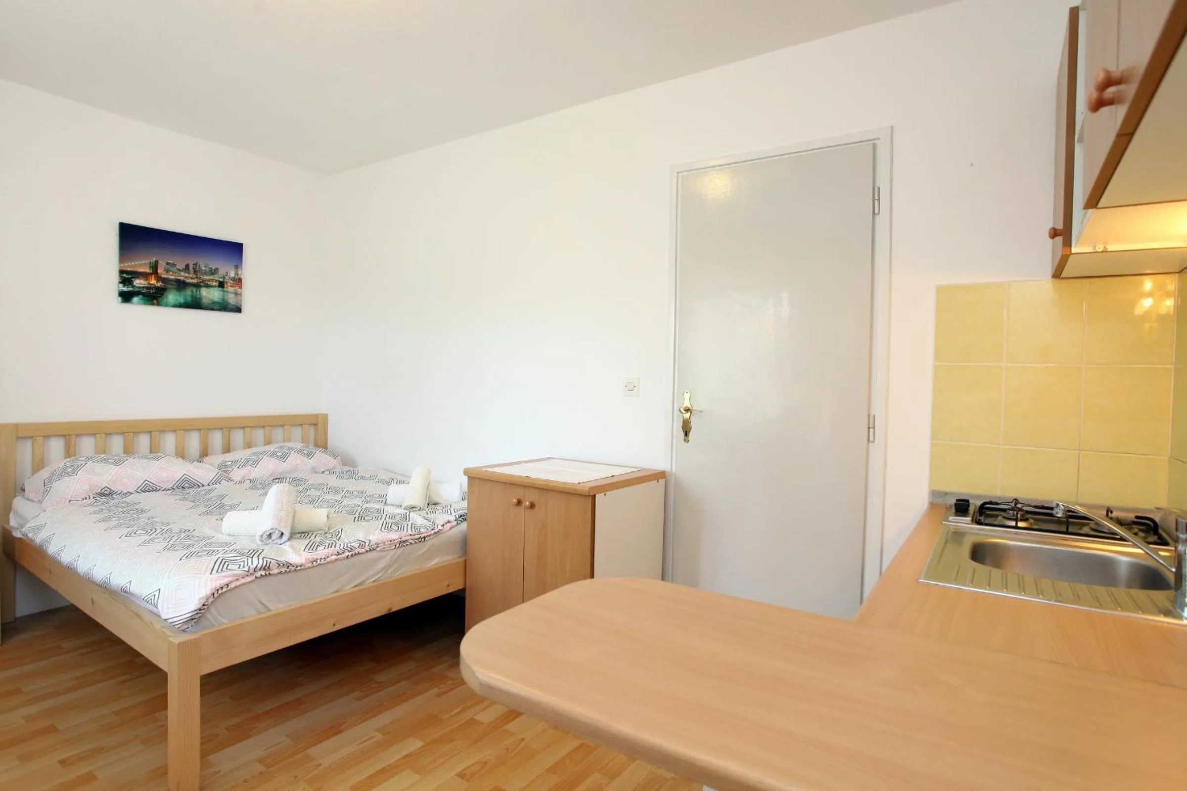 Kitchen or kitchenette, Bed in Apartmaji sončne terase - Sunny Terraces Apartments