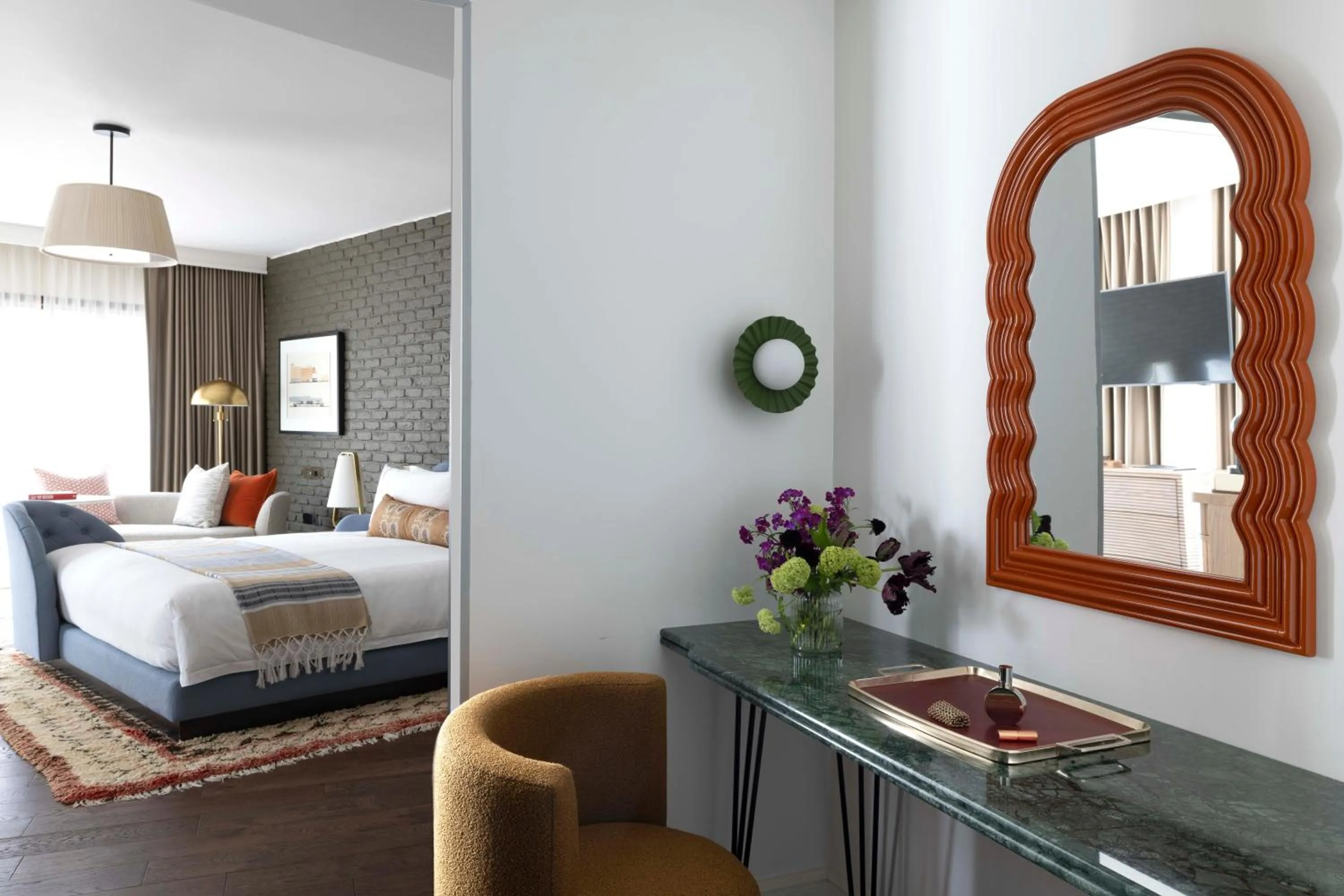 Decorative detail, Bed in Virgin Hotels London - Shoreditch