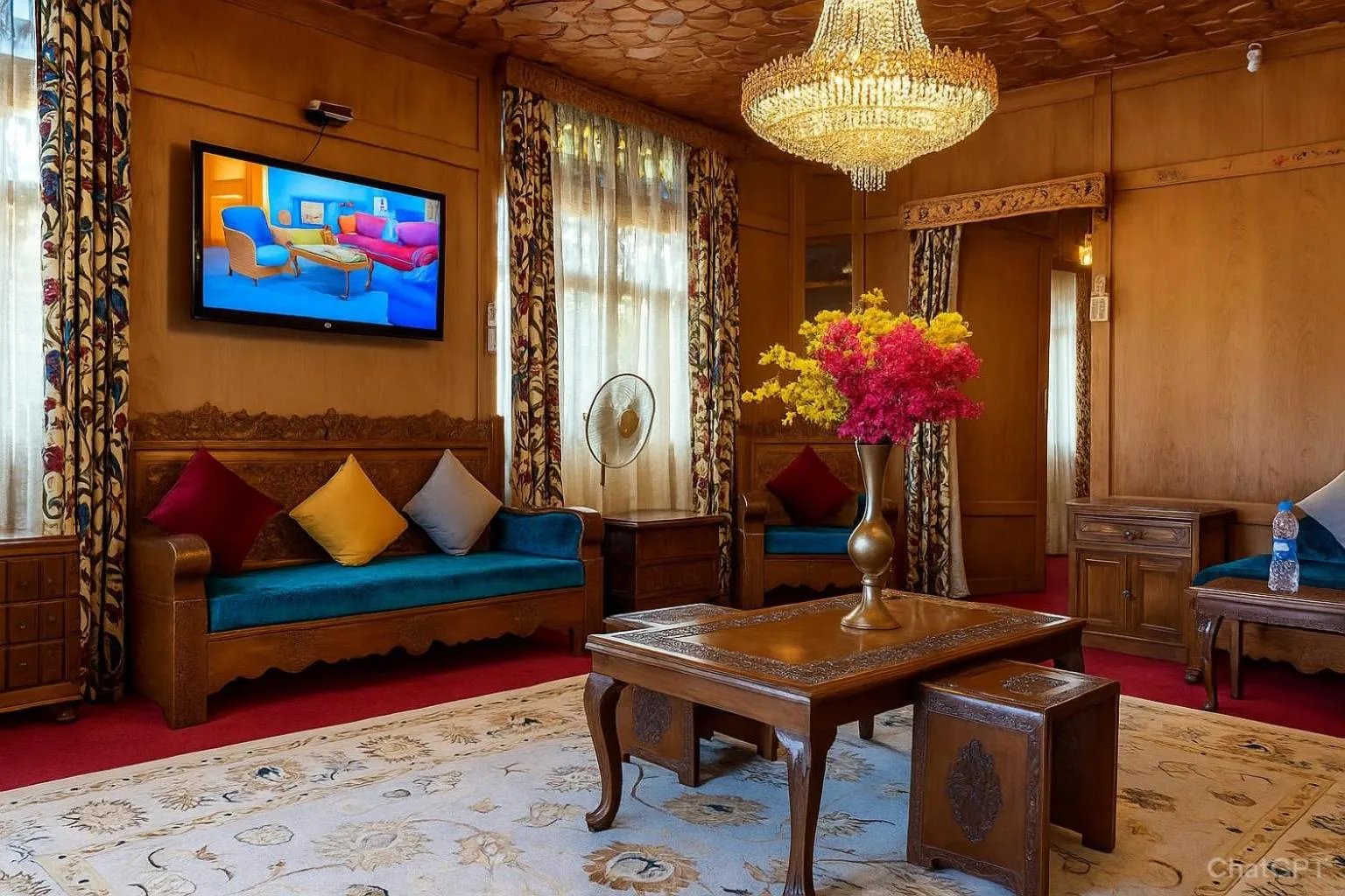 Seating area in Nazneen Group Of Houseboats