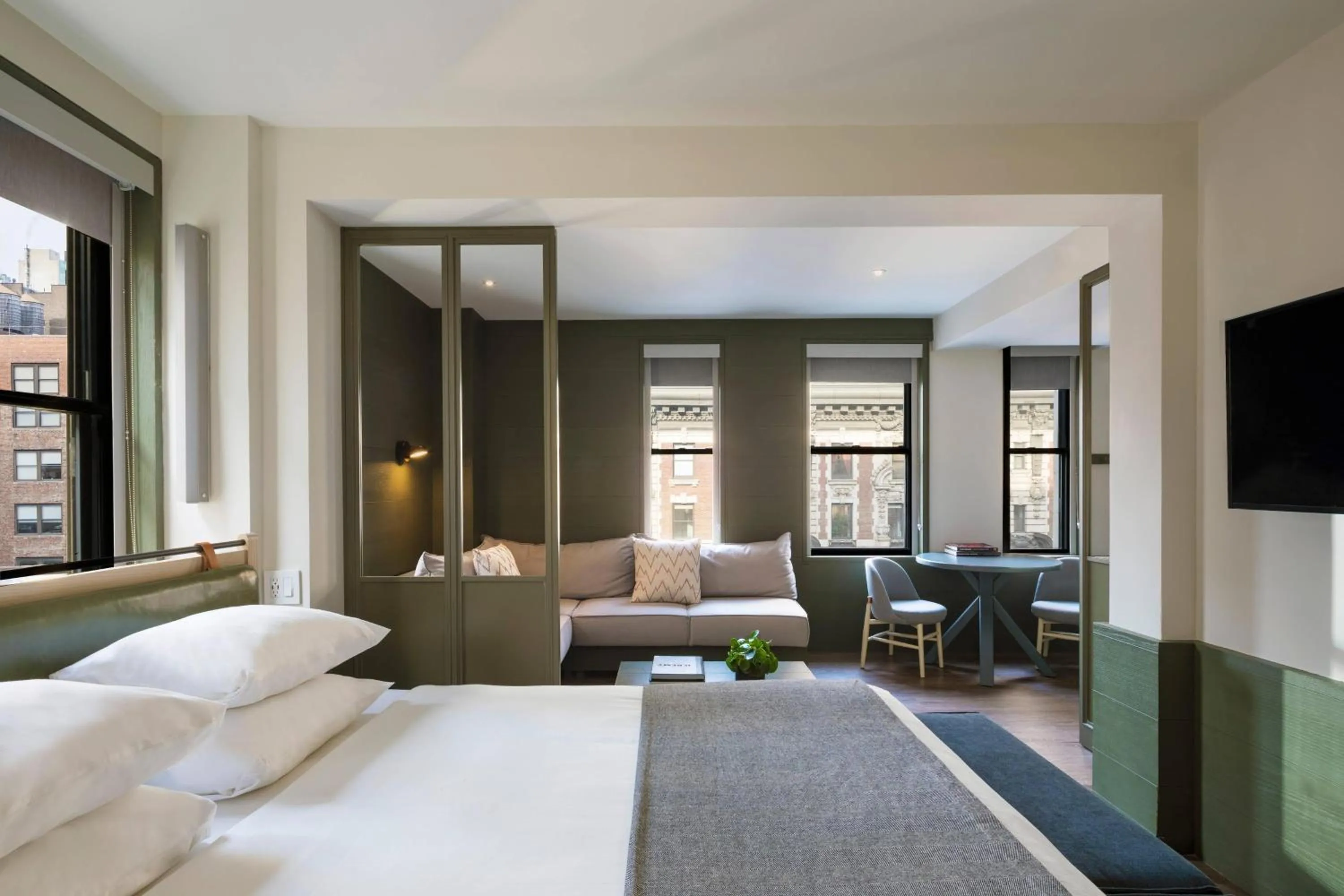 Living room, Bed in MOXY NYC Times Square