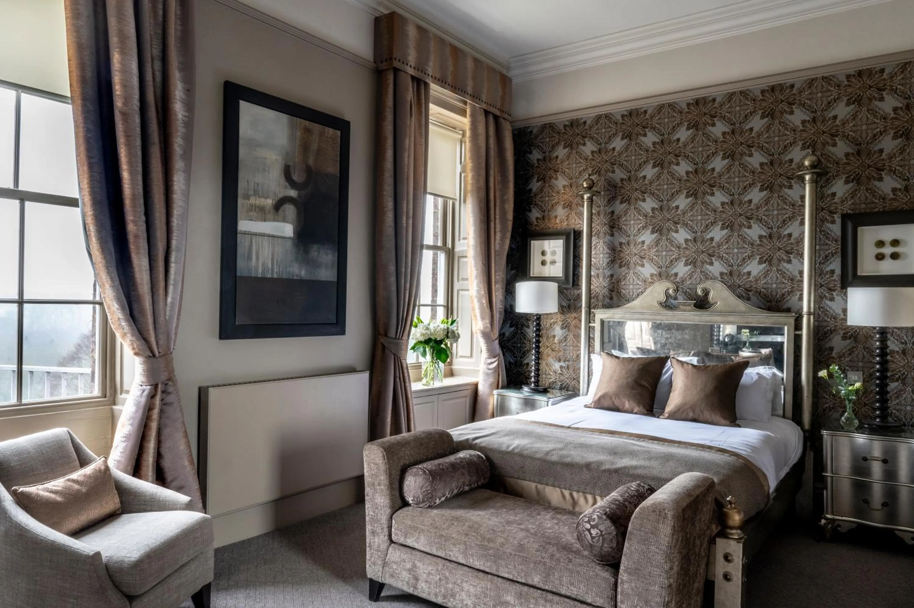 Bed in Wood Hall Hotel & Spa