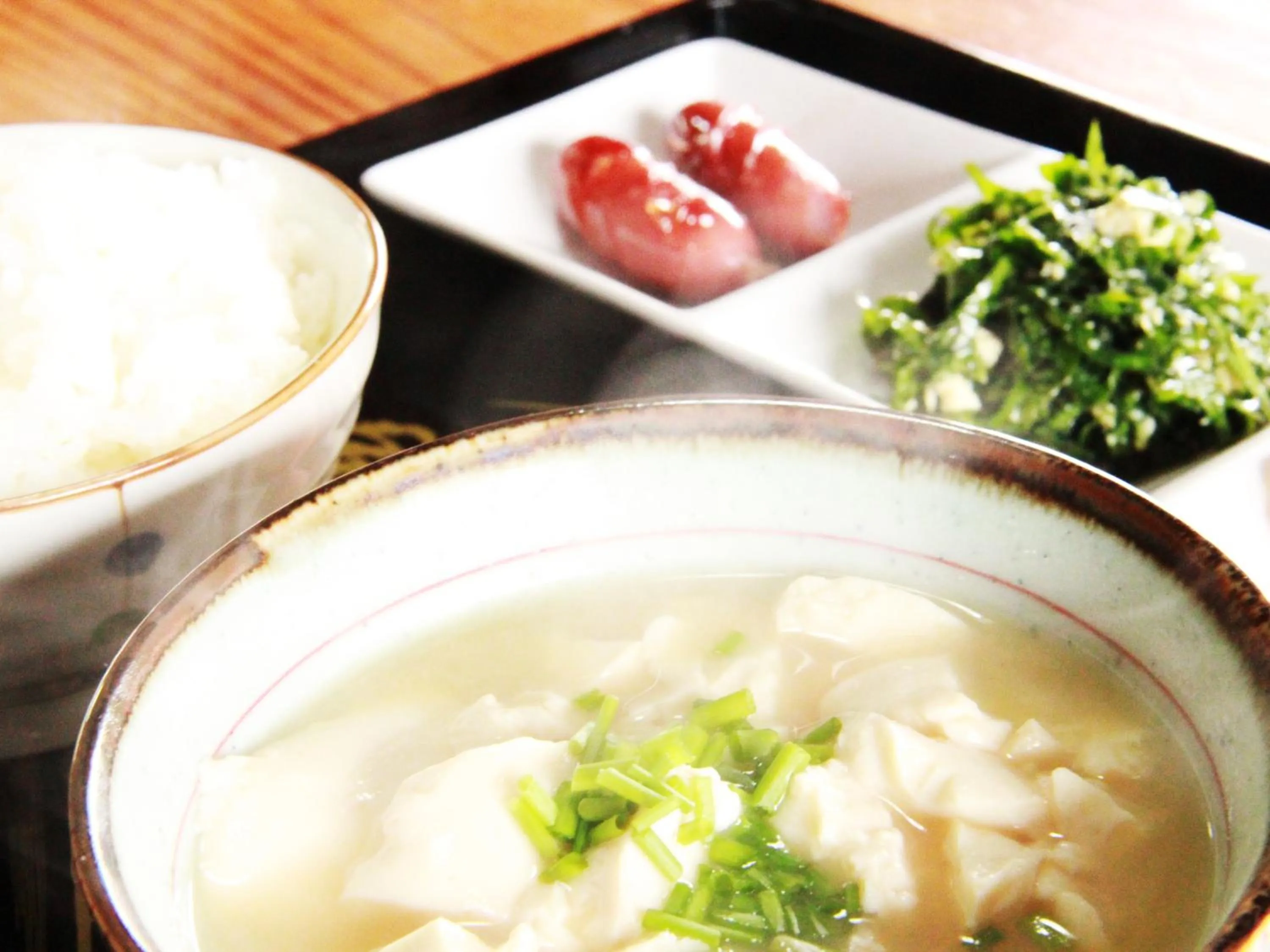 Asian breakfast in Uminchuno Yado