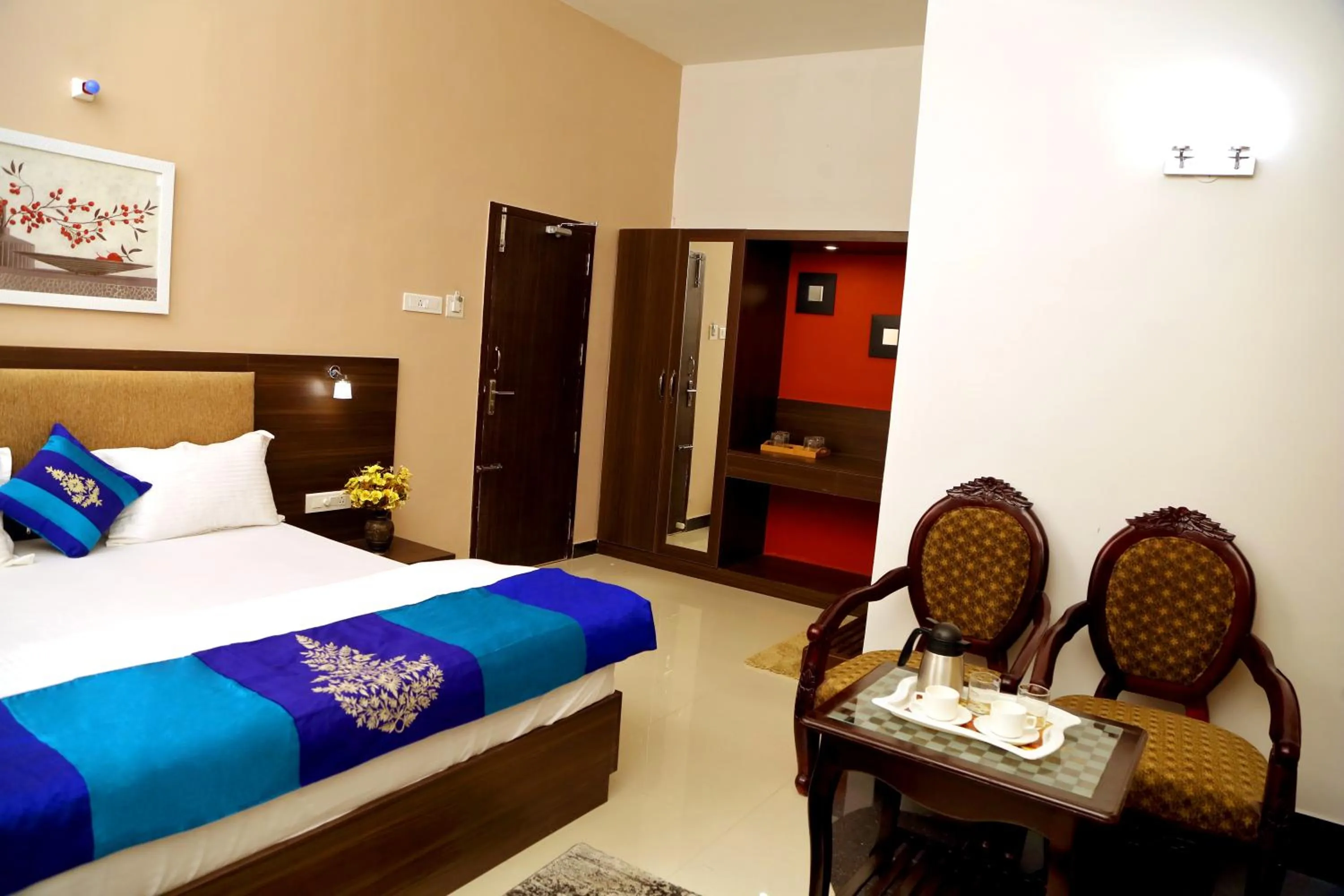 Seating area, Bed in Premier Inn