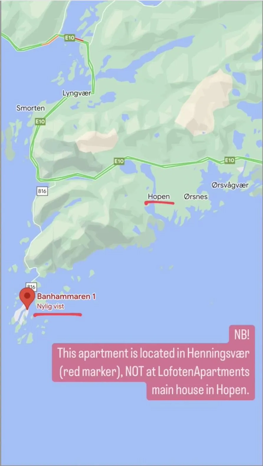 Natural landscape in Lofoten Apartments