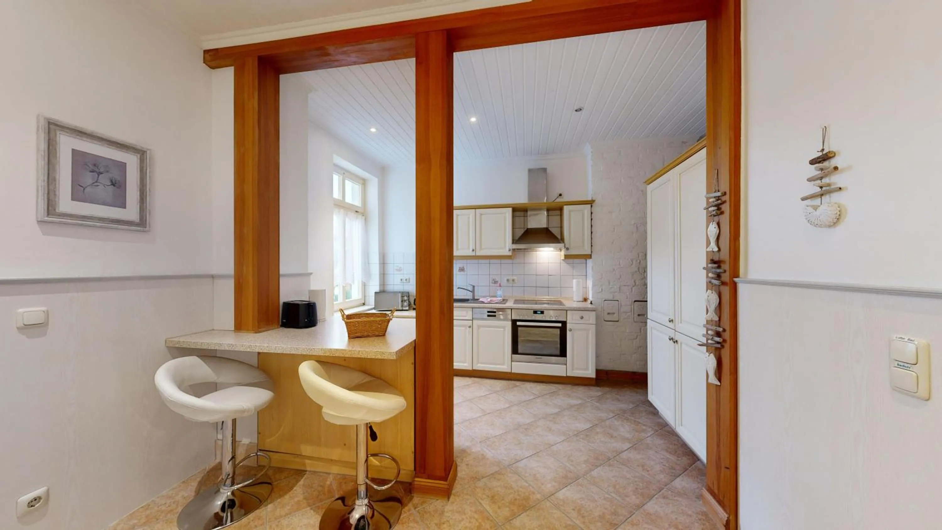 Kitchen or kitchenette in strandnahe FeWo mit Terrasse, Villa Vergissmeinnicht 01, Binz