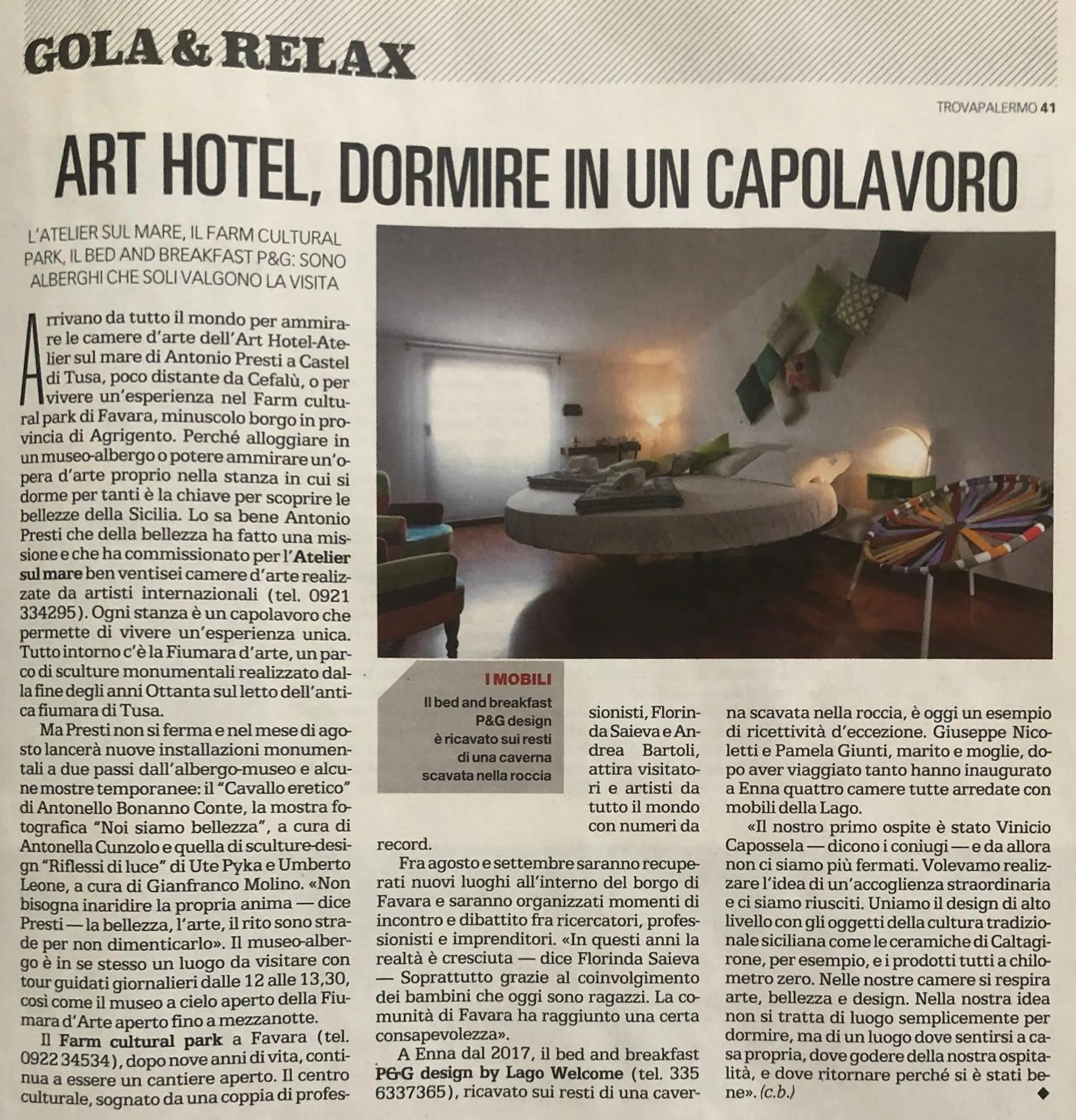 Certificate/Award in P&G design by Lago Welcome Enna