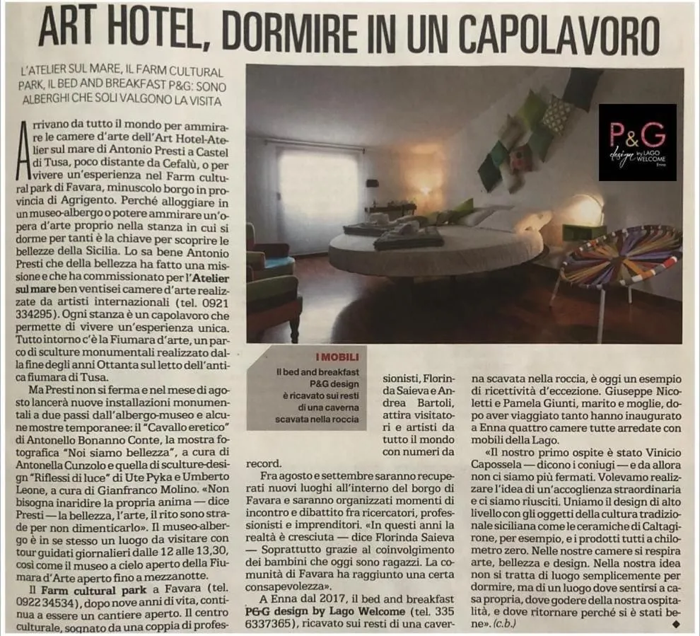 Certificate/Award in P&G design by Lago Welcome Enna