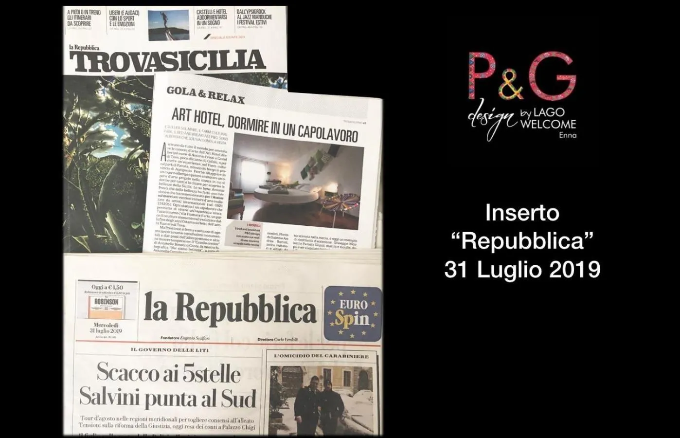 Certificate/Award in P&G design by Lago Welcome Enna