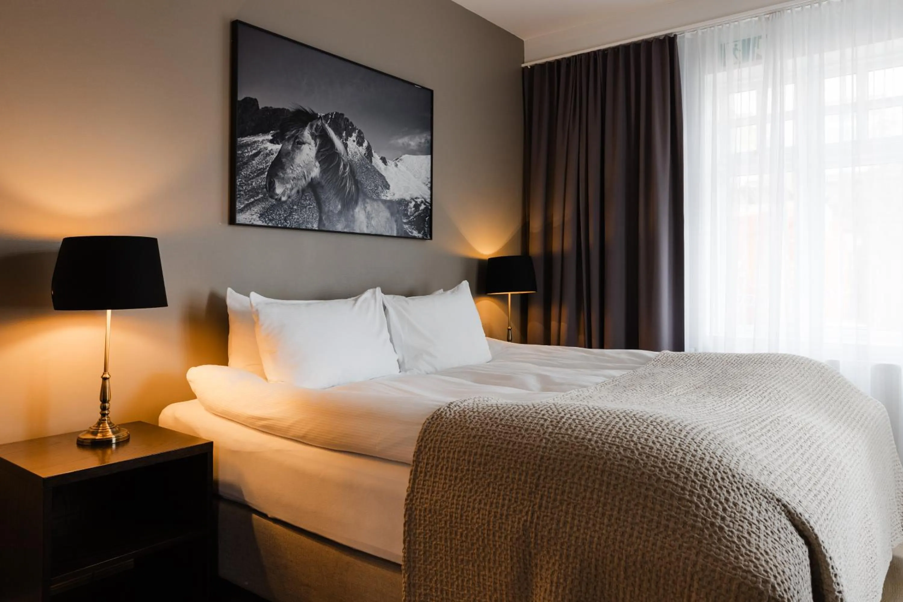 Bed in Hotel Ódinsvé