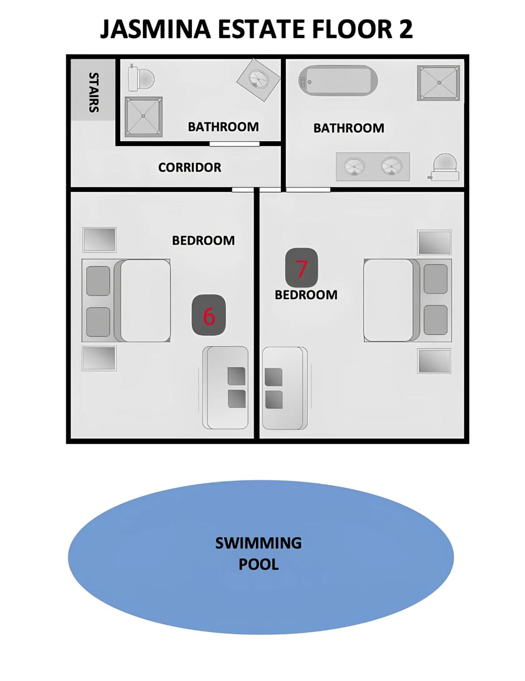 Floor plan in Jasmina Estate by Villas Direct Bali
