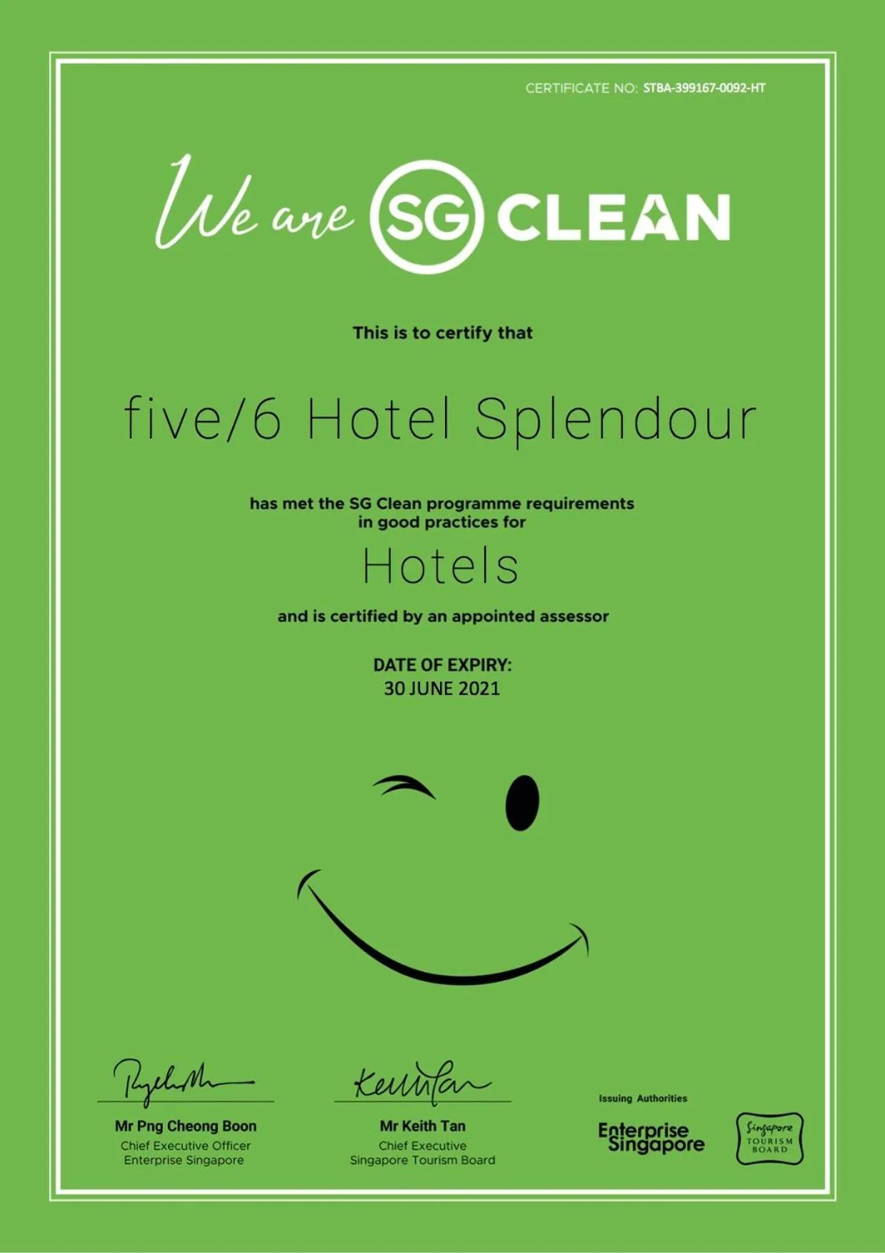 Certificate/Award in five6 Hotel Splendour