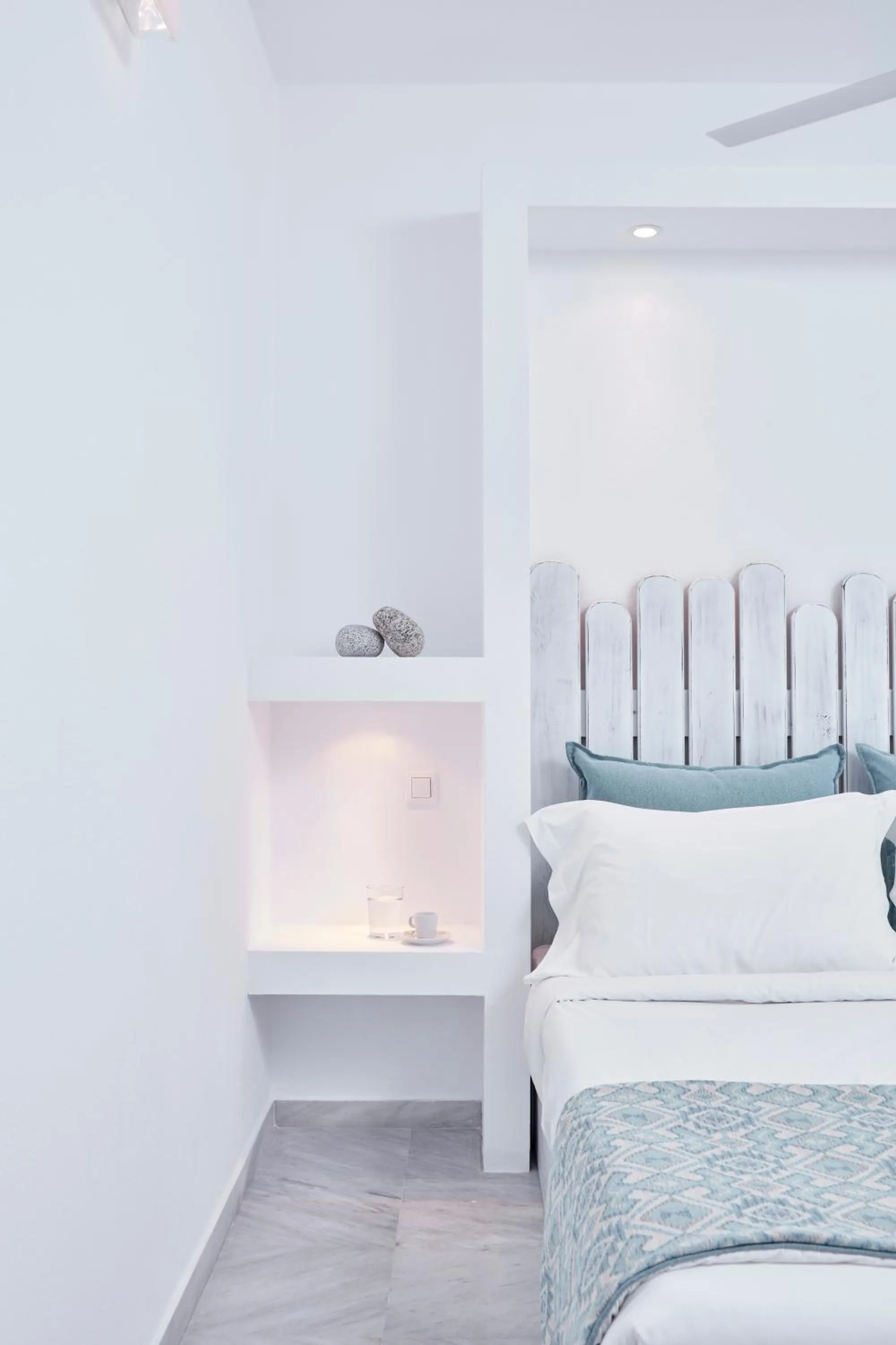 Decorative detail, Bed in Mykonos Town Suites