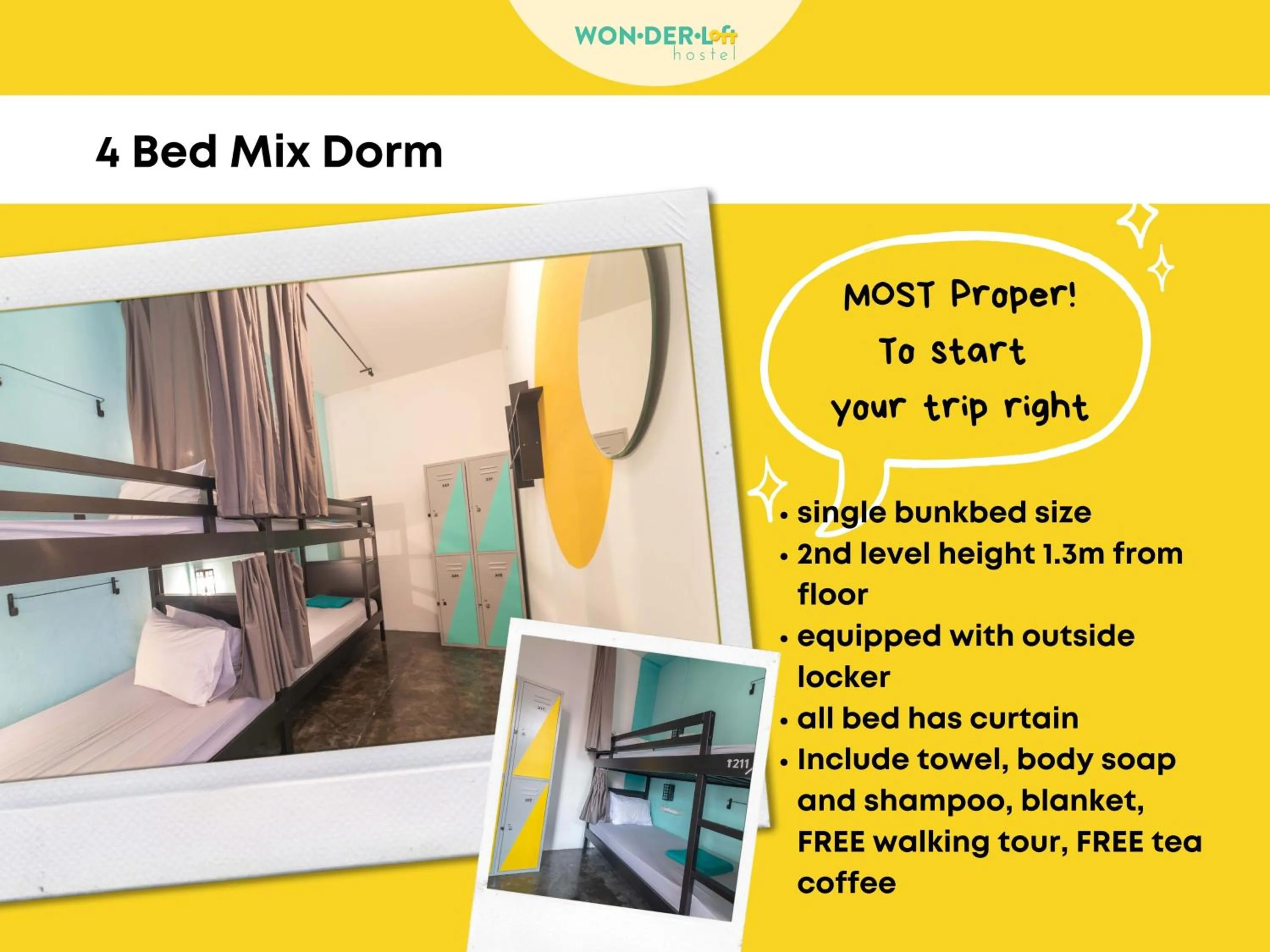 Bed in Wonderloft Hostel Kota Tua