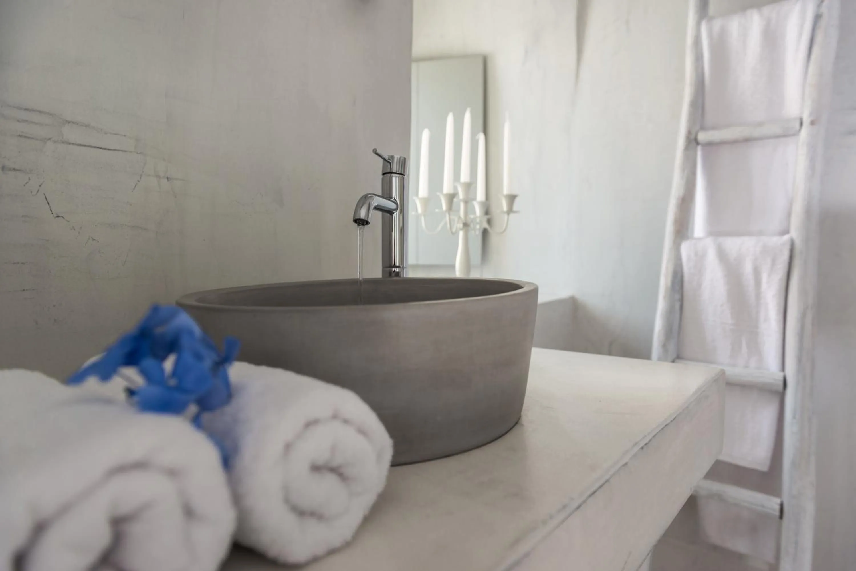 Bathroom, Bed in Mythical Blue Luxury Suites