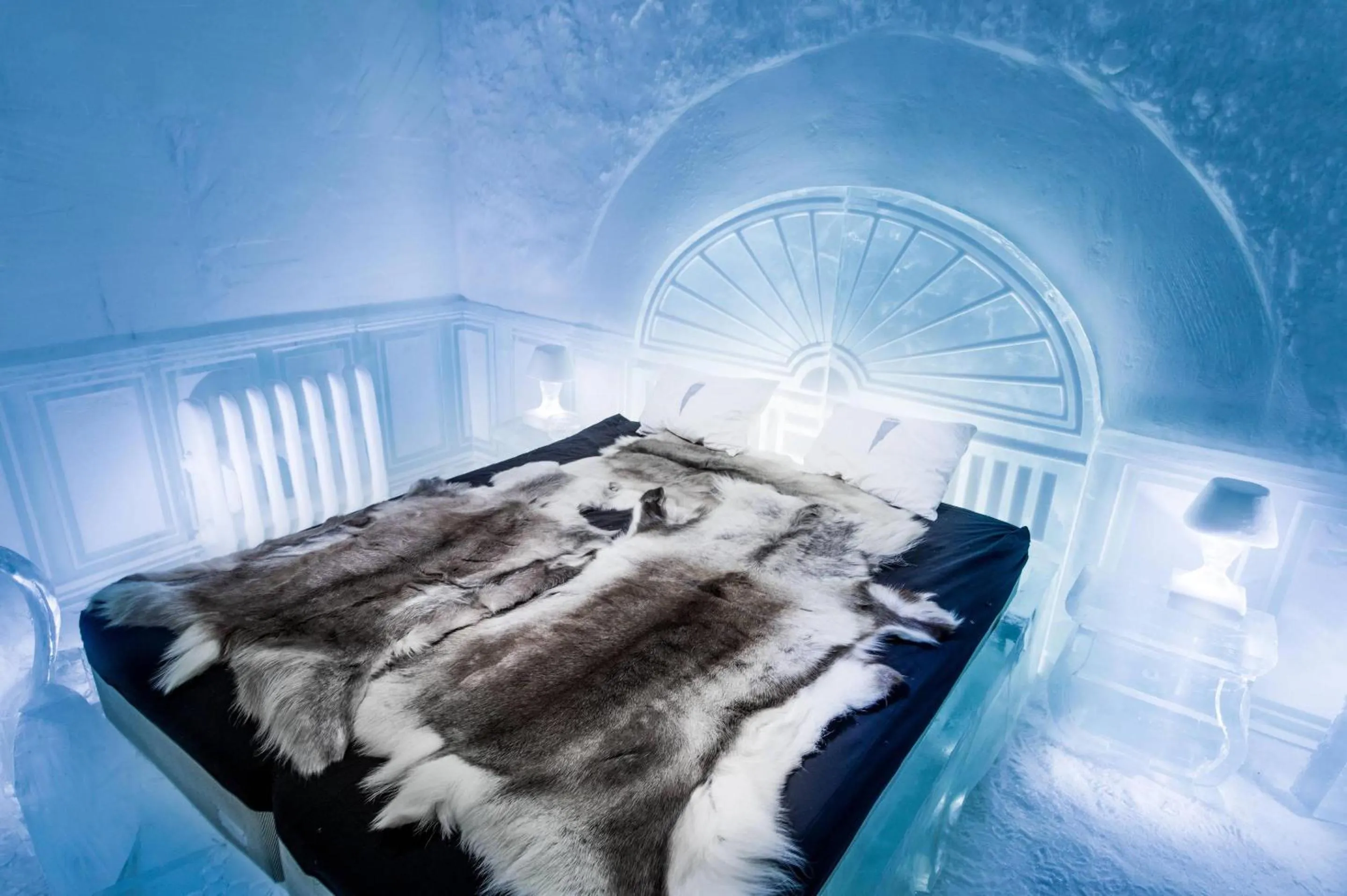Bedroom, Bed in IceHotel