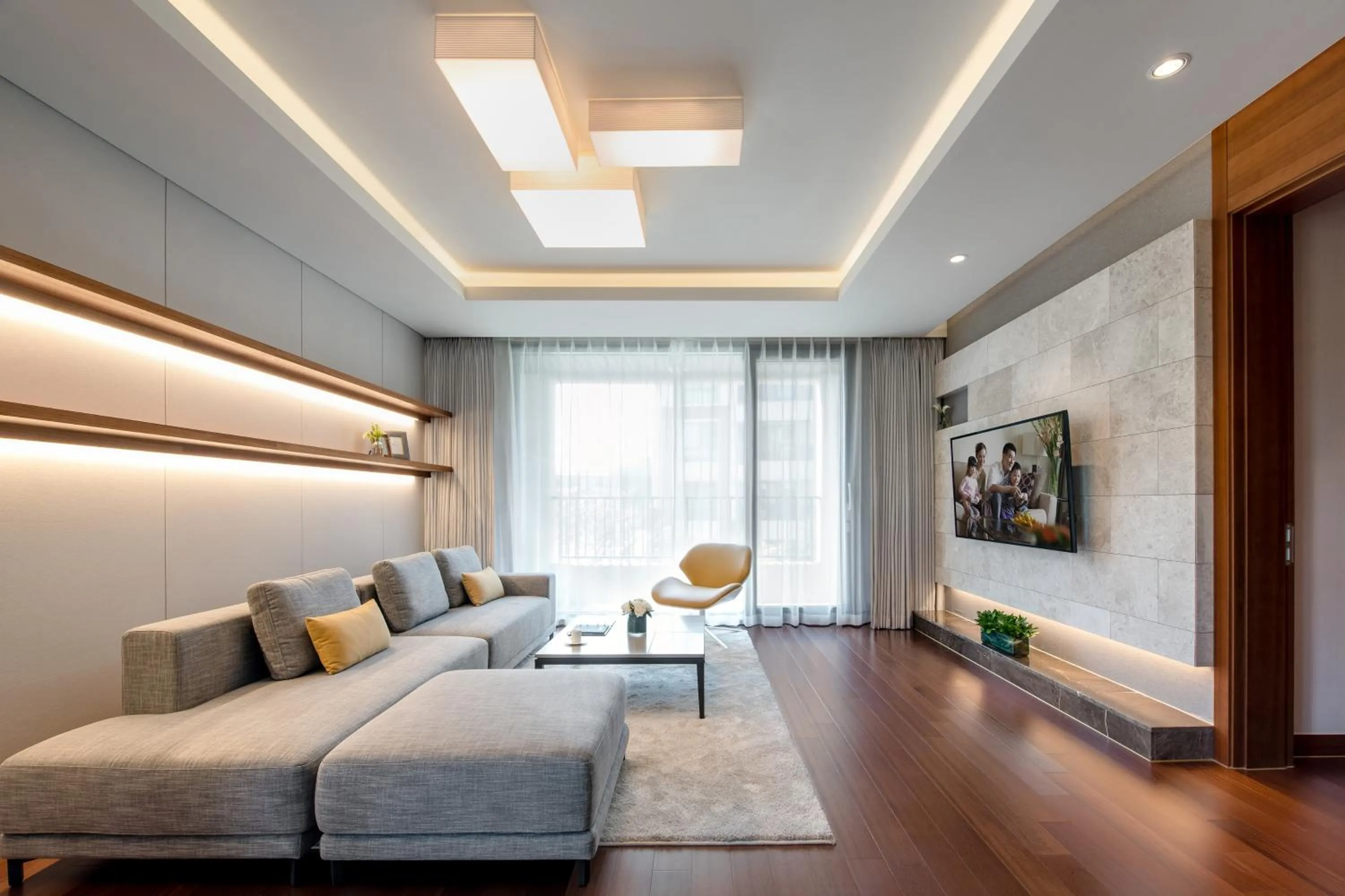 Living room, Bed in Somerset Jeju Shinhwa World