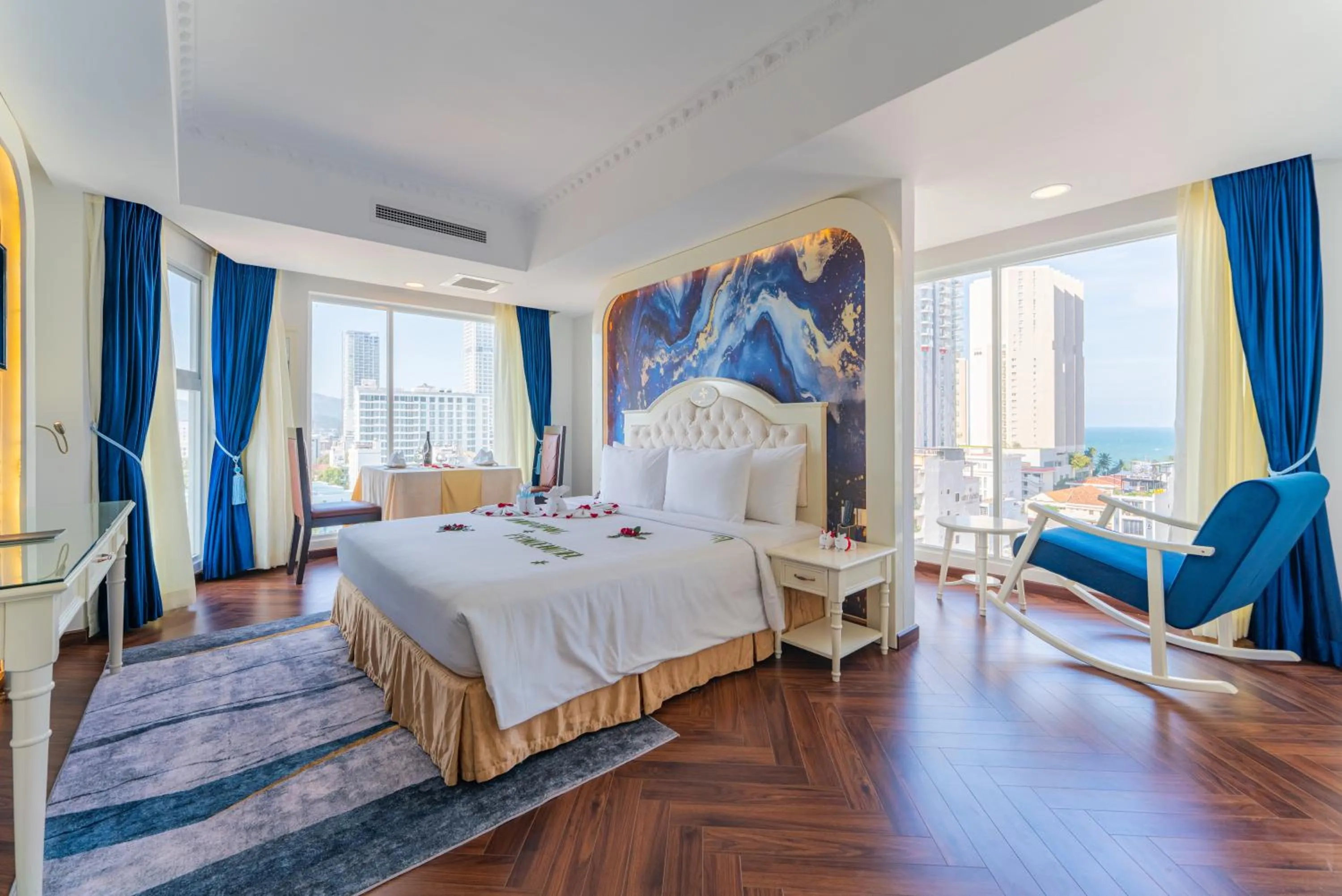 Living room, Bed in Nha Trang Prince Hotel