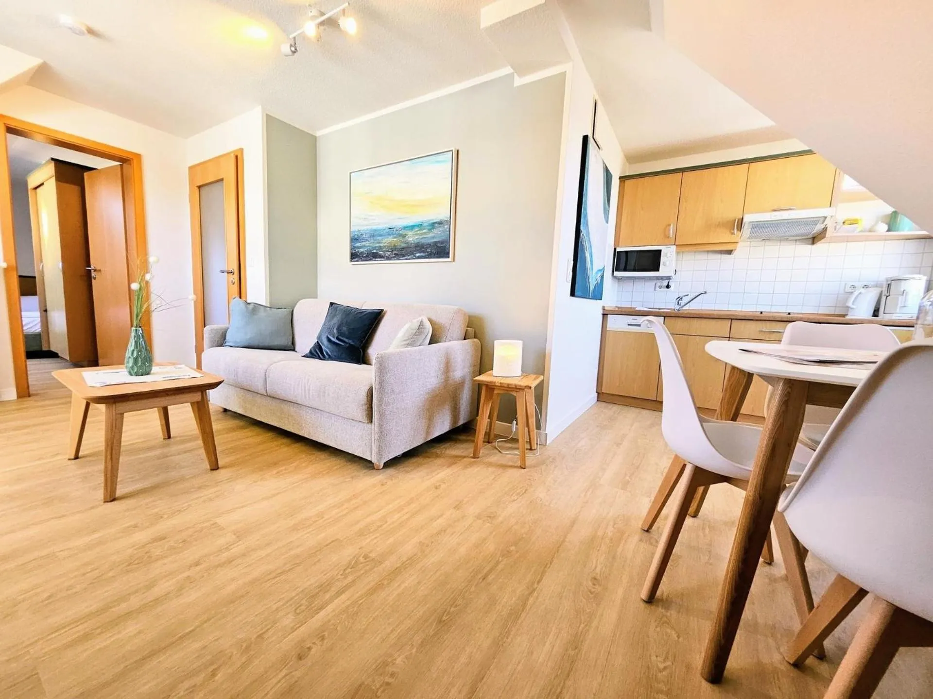 Kitchen or kitchenette in Am Weststrand Apartmenthaus Waldeck