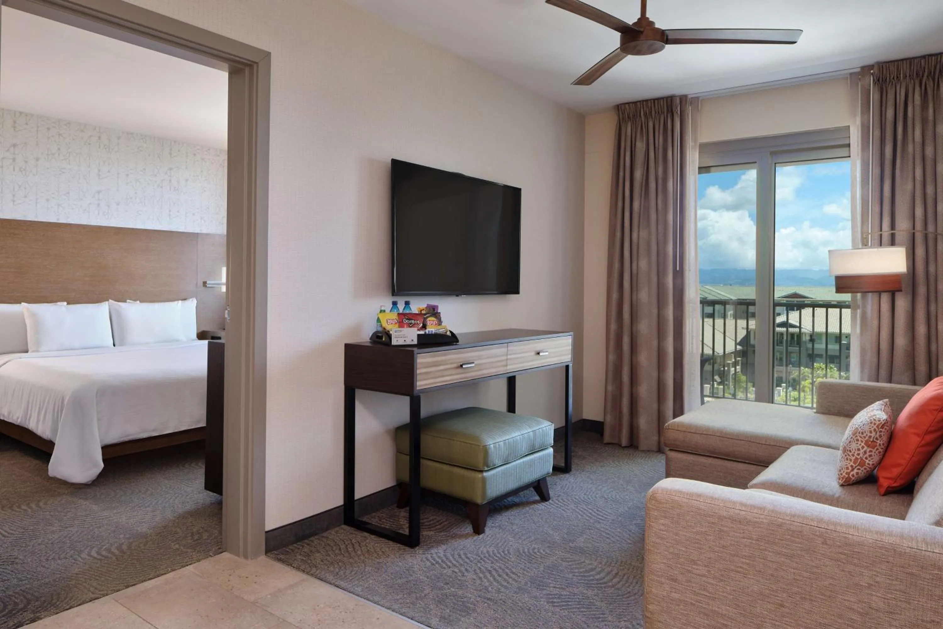 Living room, Bed in Embassy Suites By Hilton Oahu Kapolei - FREE Breakfast