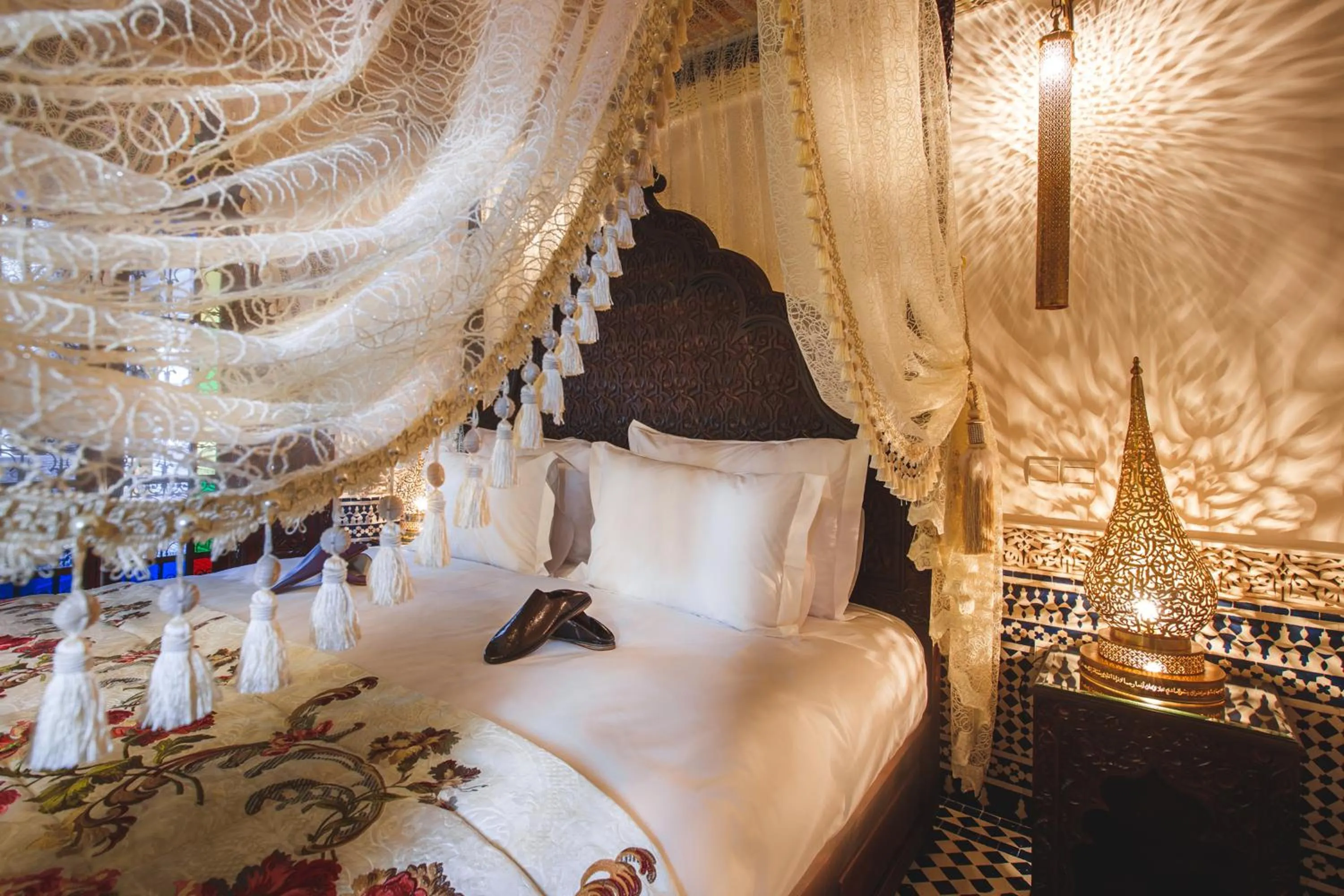 Decorative detail, Bed in Riad Fes Maya Suite & Spa
