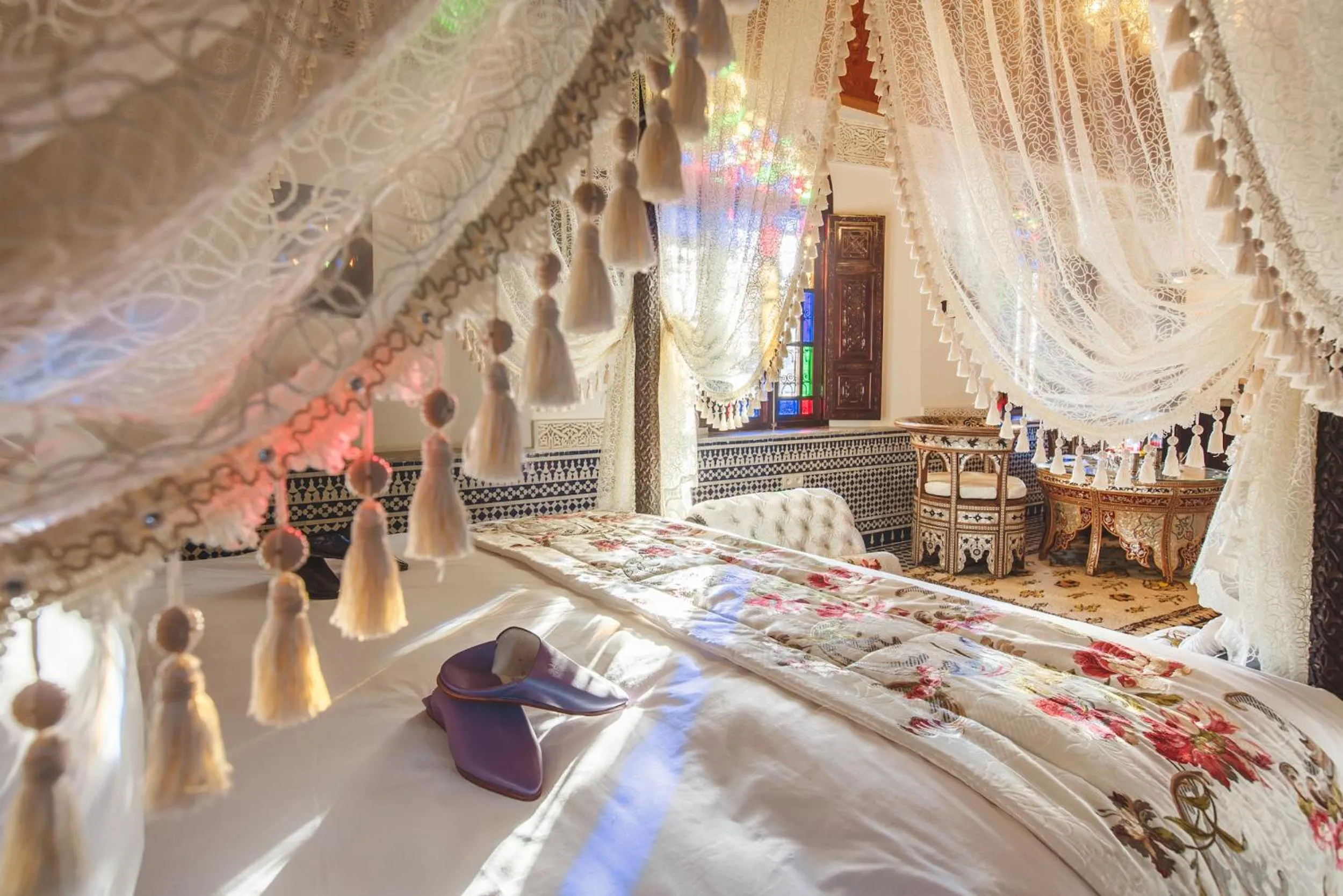 Decorative detail, Bed in Riad Fes Maya Suite & Spa