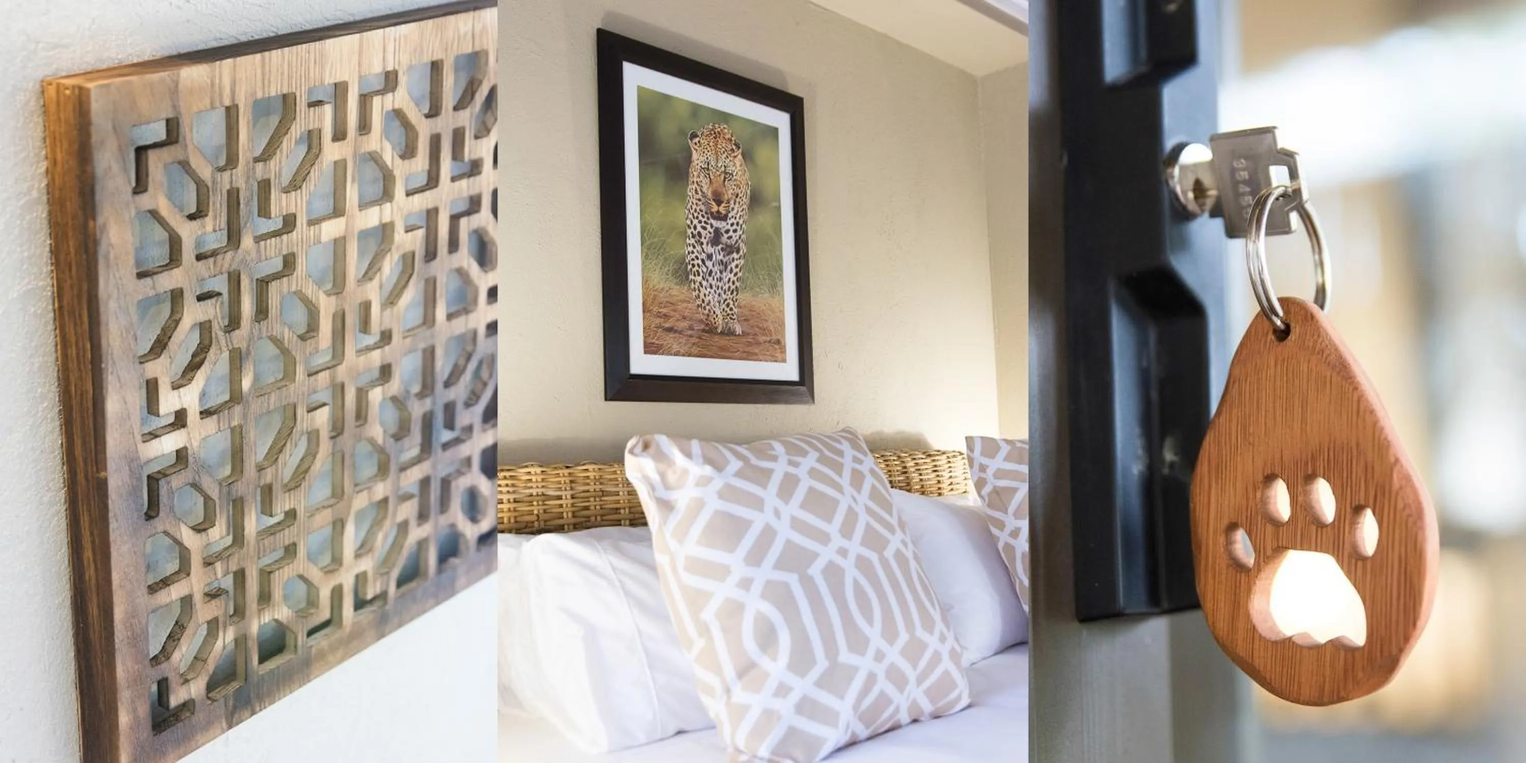 Decorative detail, Bed in Bushbaby River Lodge