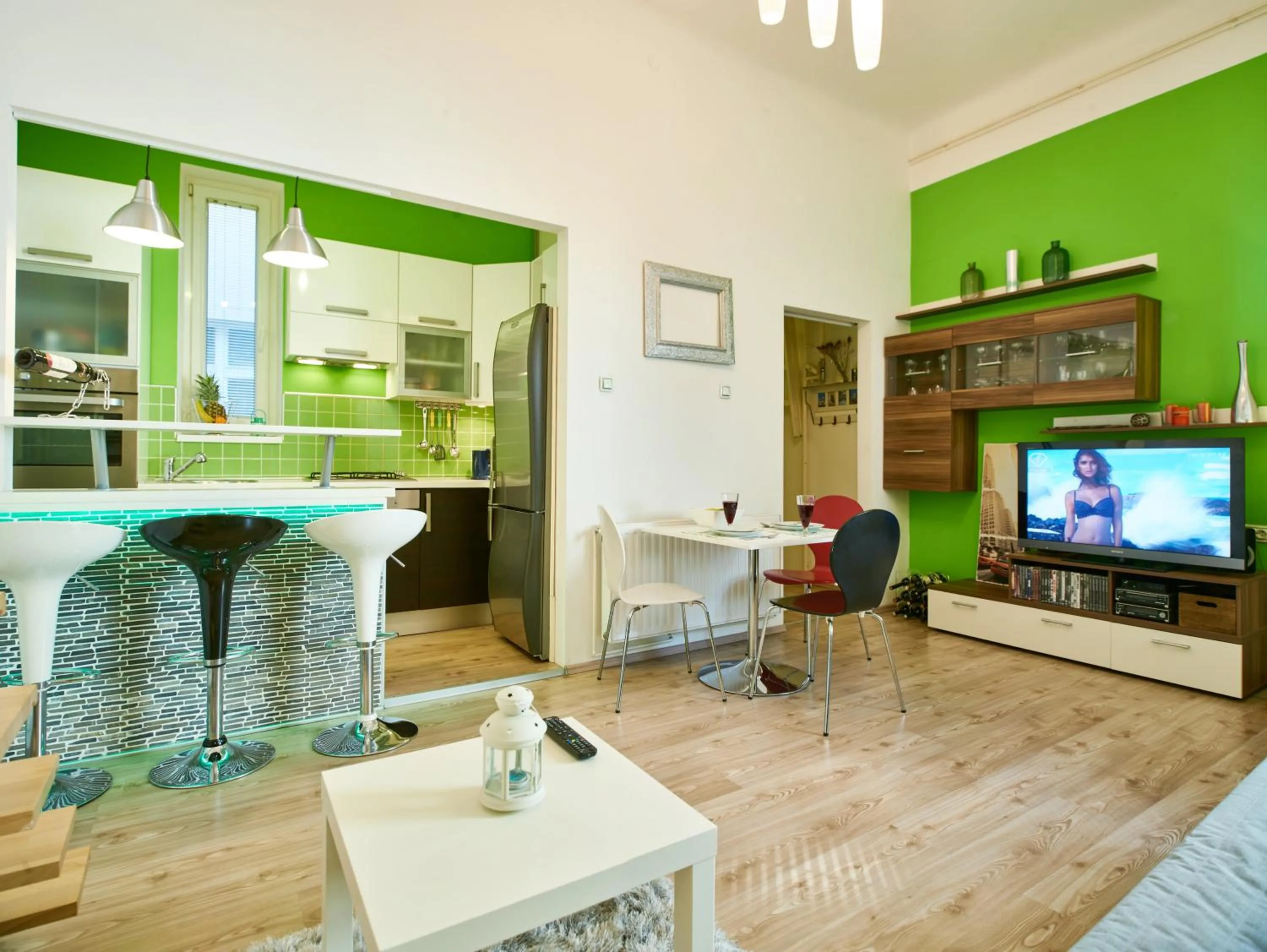TV and multimedia in Studio Apartment Green Wall
