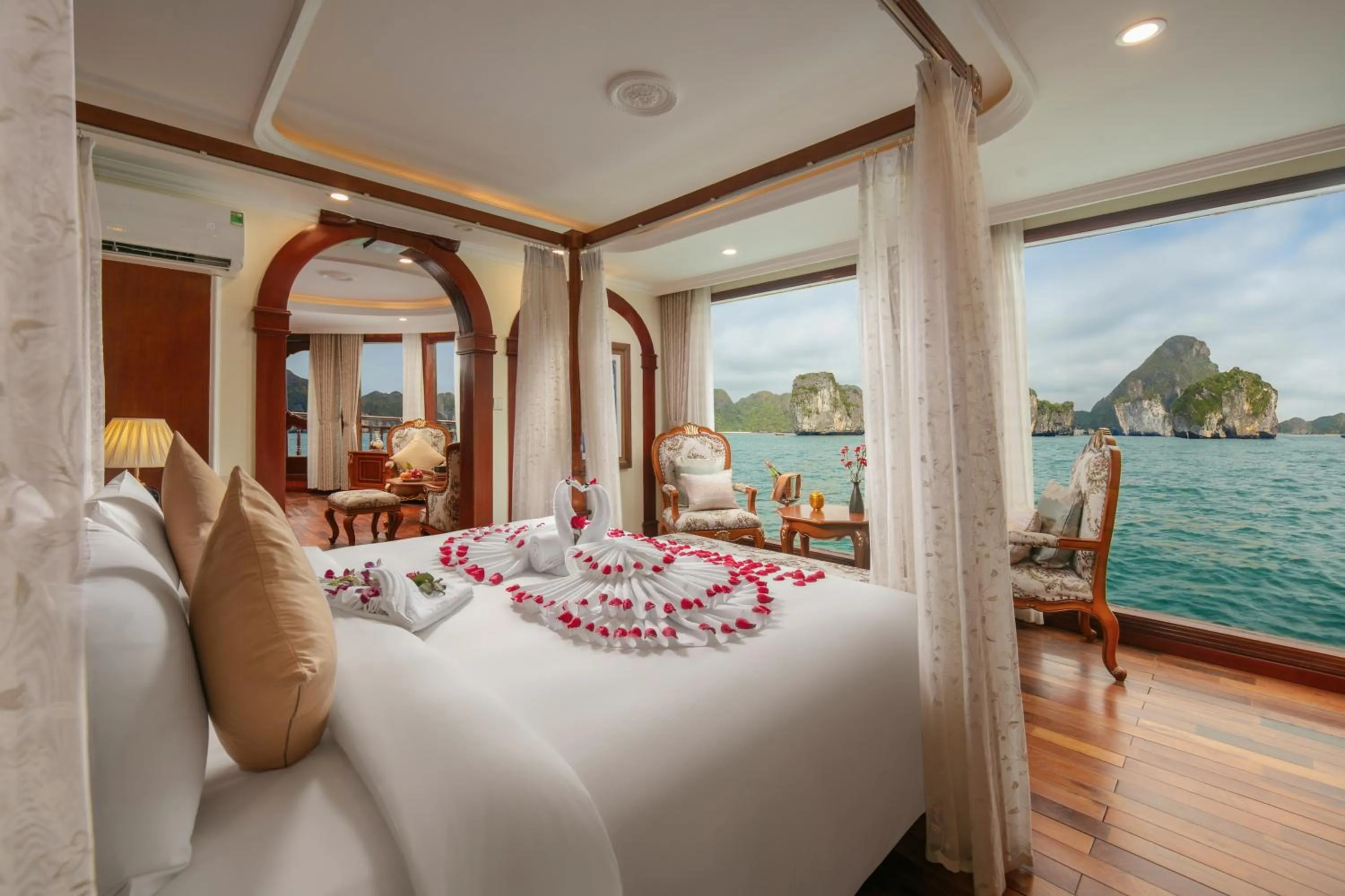 Bed in Emperor Cruises Legacy Ha Long