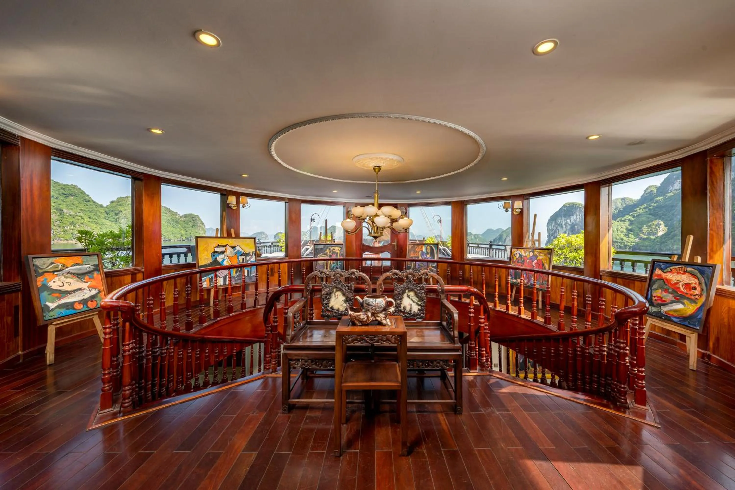 Communal lounge/ TV room in Emperor Cruises Legacy Ha Long