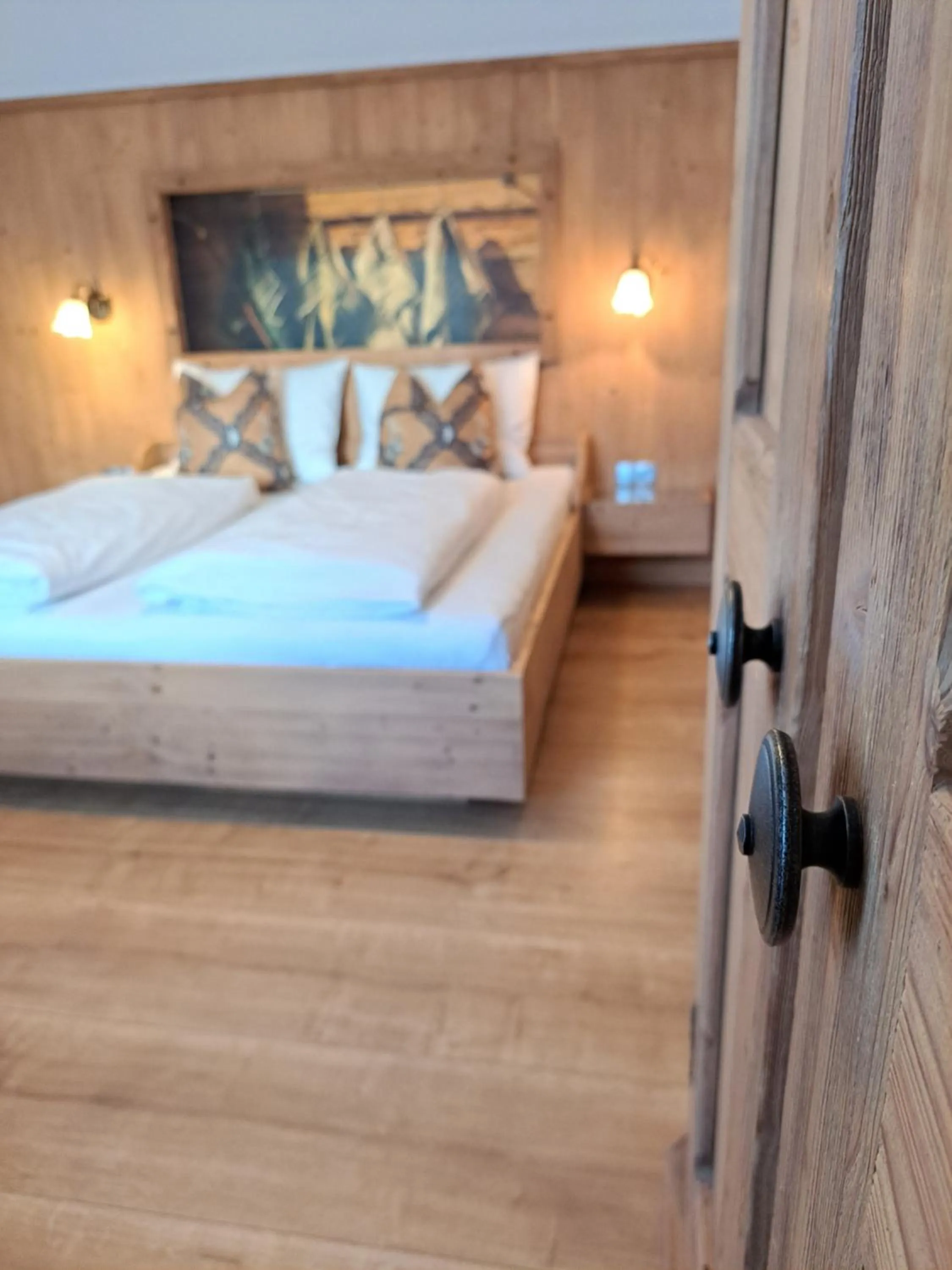 Bathroom, Bed in Gasthof Stauder