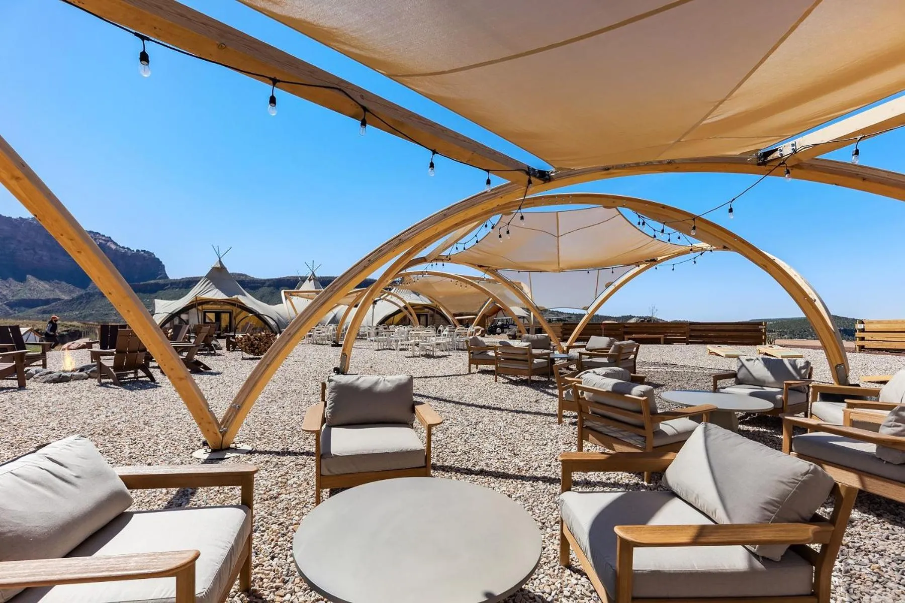 Seating area in Under Canvas Zion