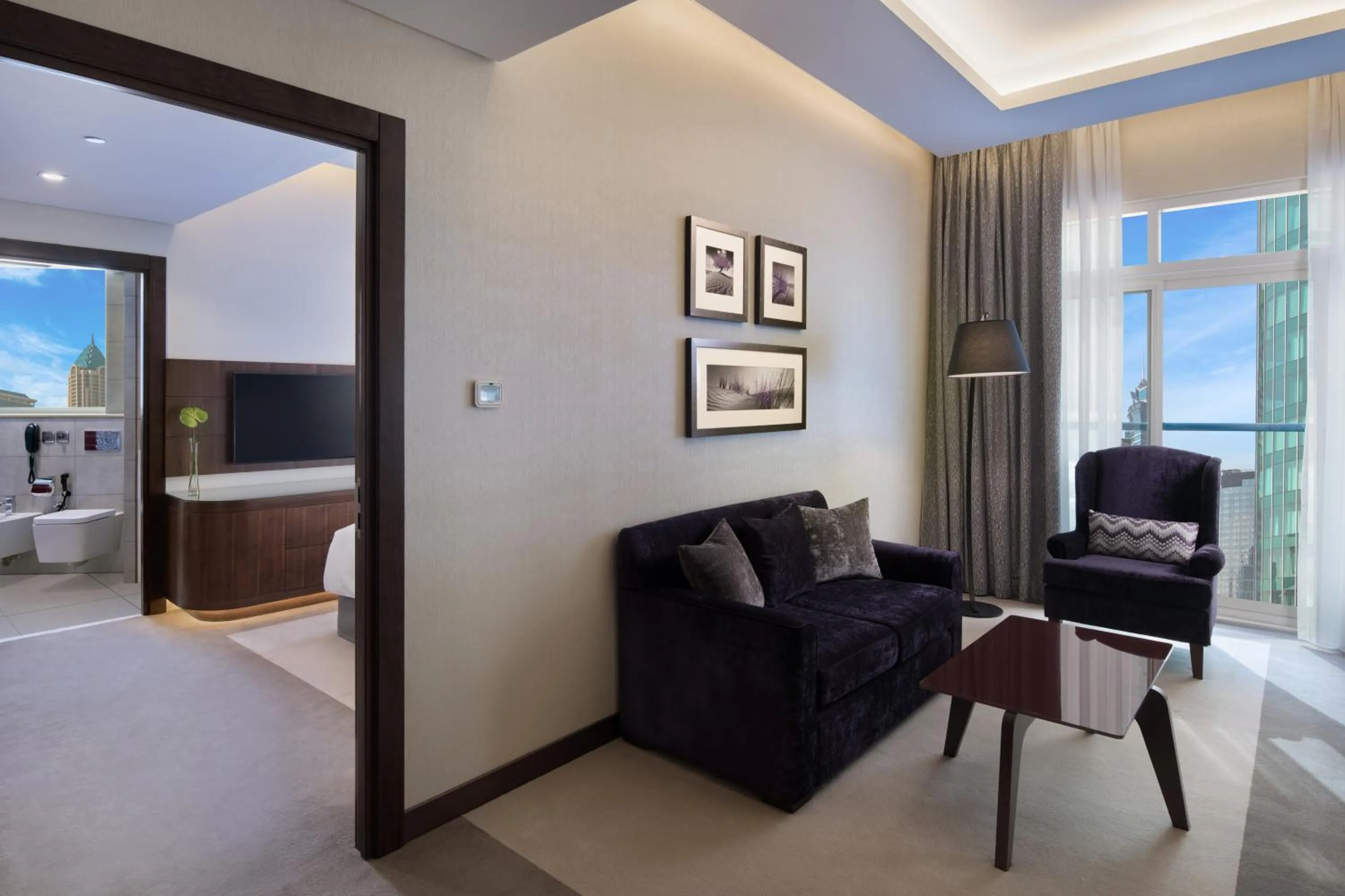 Living room in Radisson Blu Hotel, Dubai Waterfront