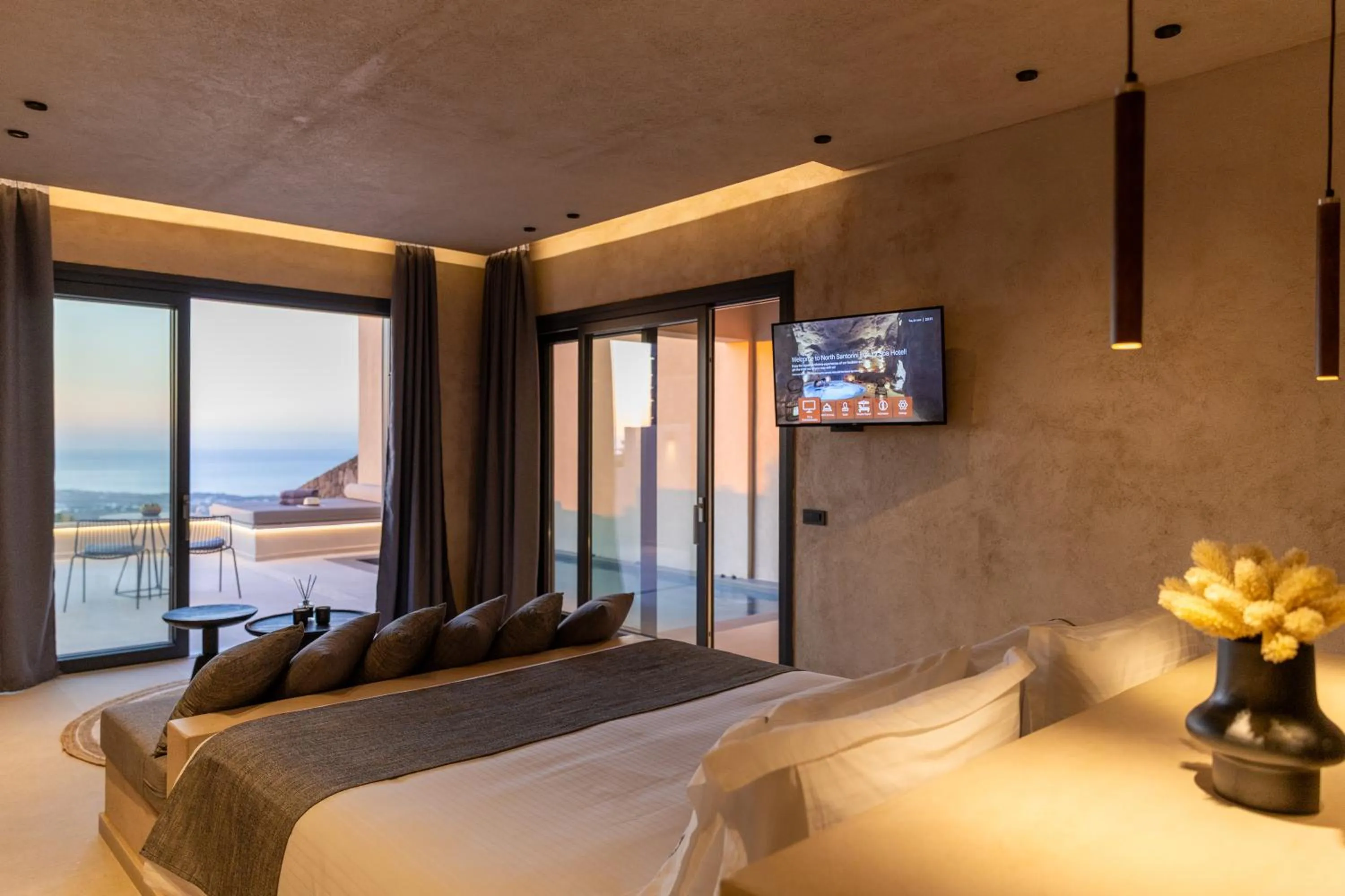 Bed in North Santorini - A Luxury Spa Hotel