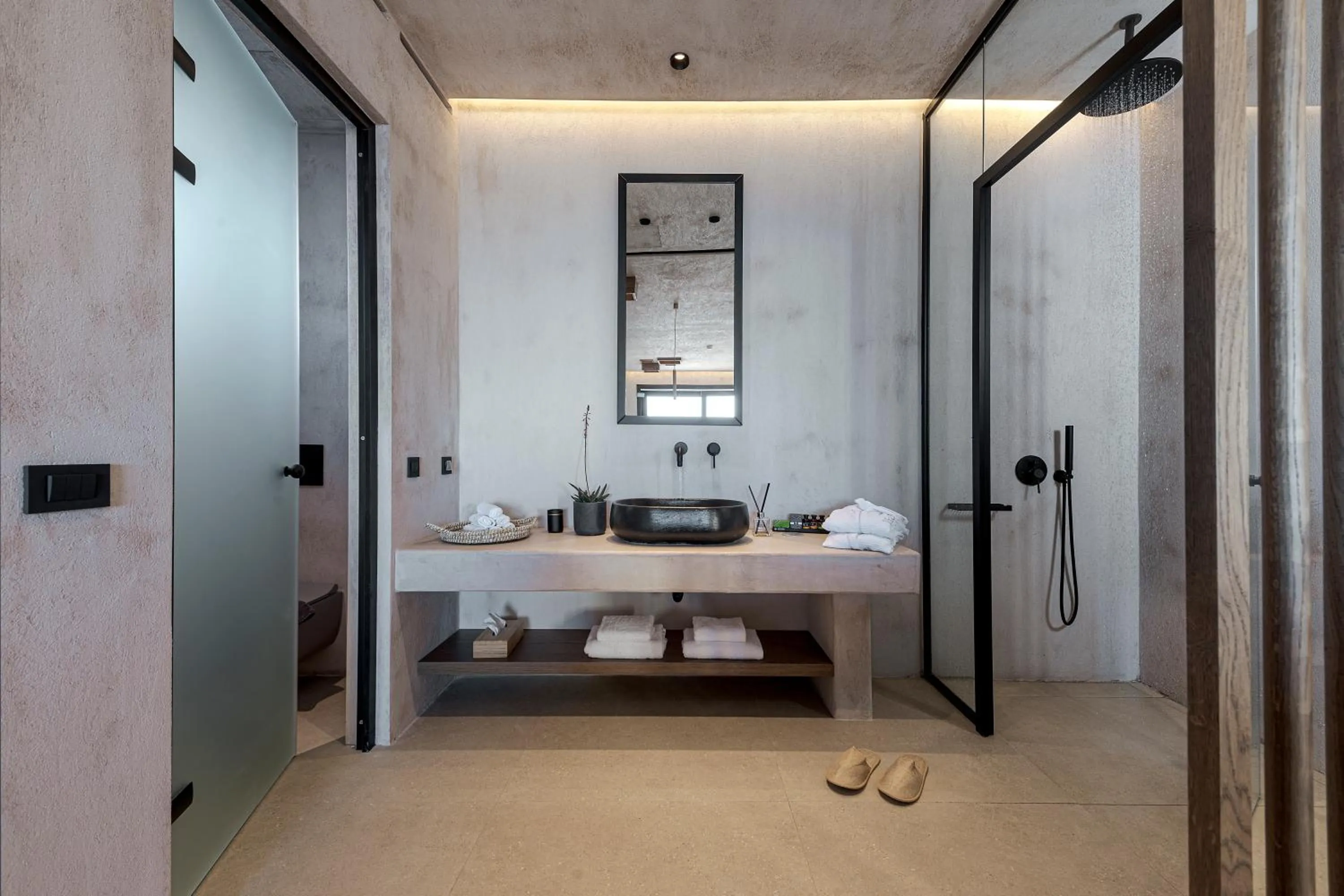 Shower in North Santorini - A Luxury Spa Hotel