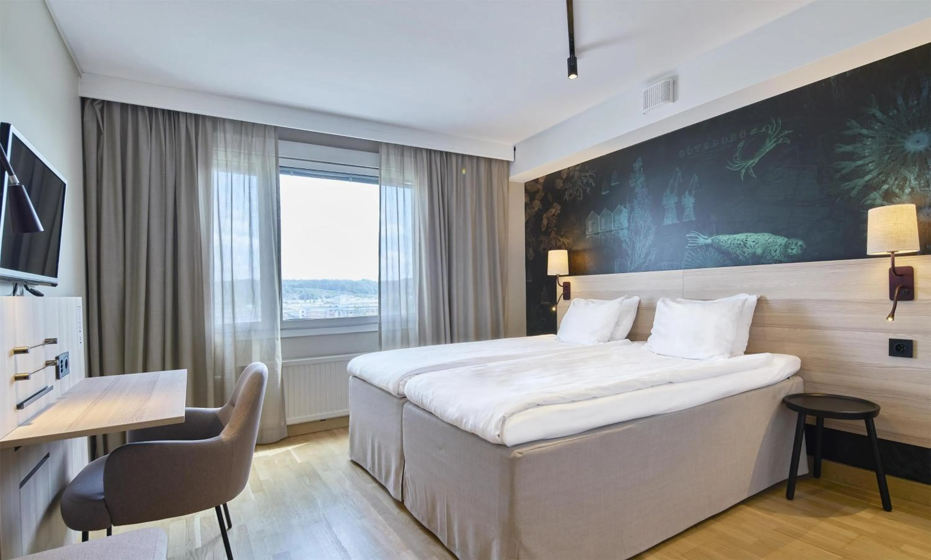 Bedroom, Bed in Scandic Backadal