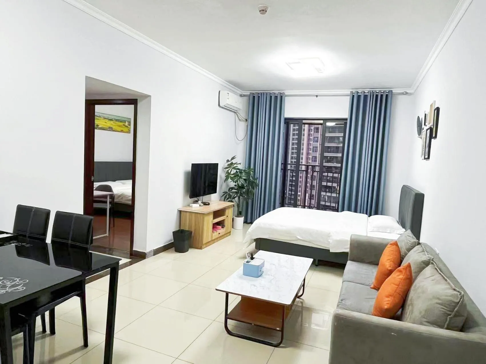 Bed in Pazhou Angda International Aparthotel Canton Fair Branch