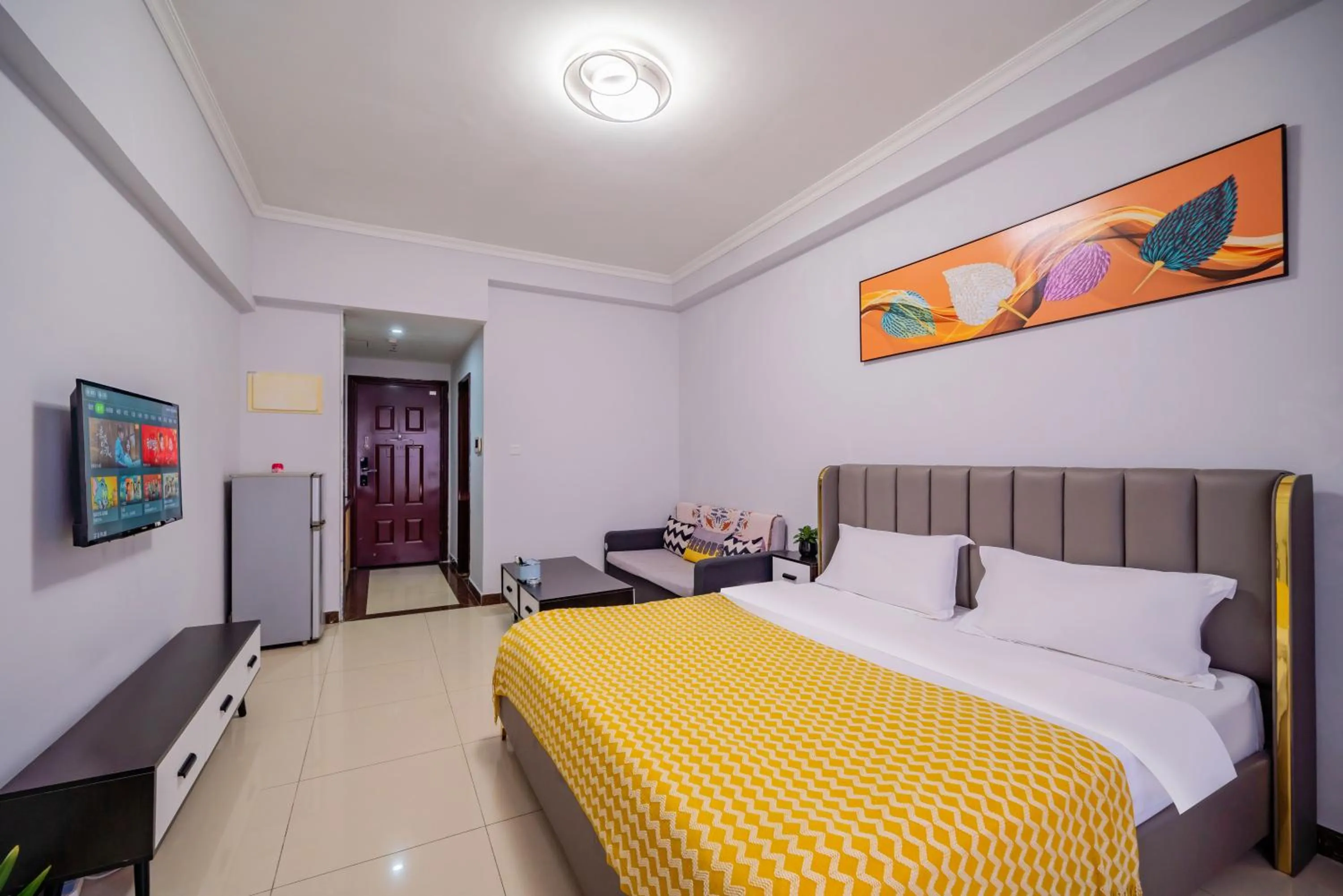 Bed in Pazhou Angda International Aparthotel Canton Fair Branch