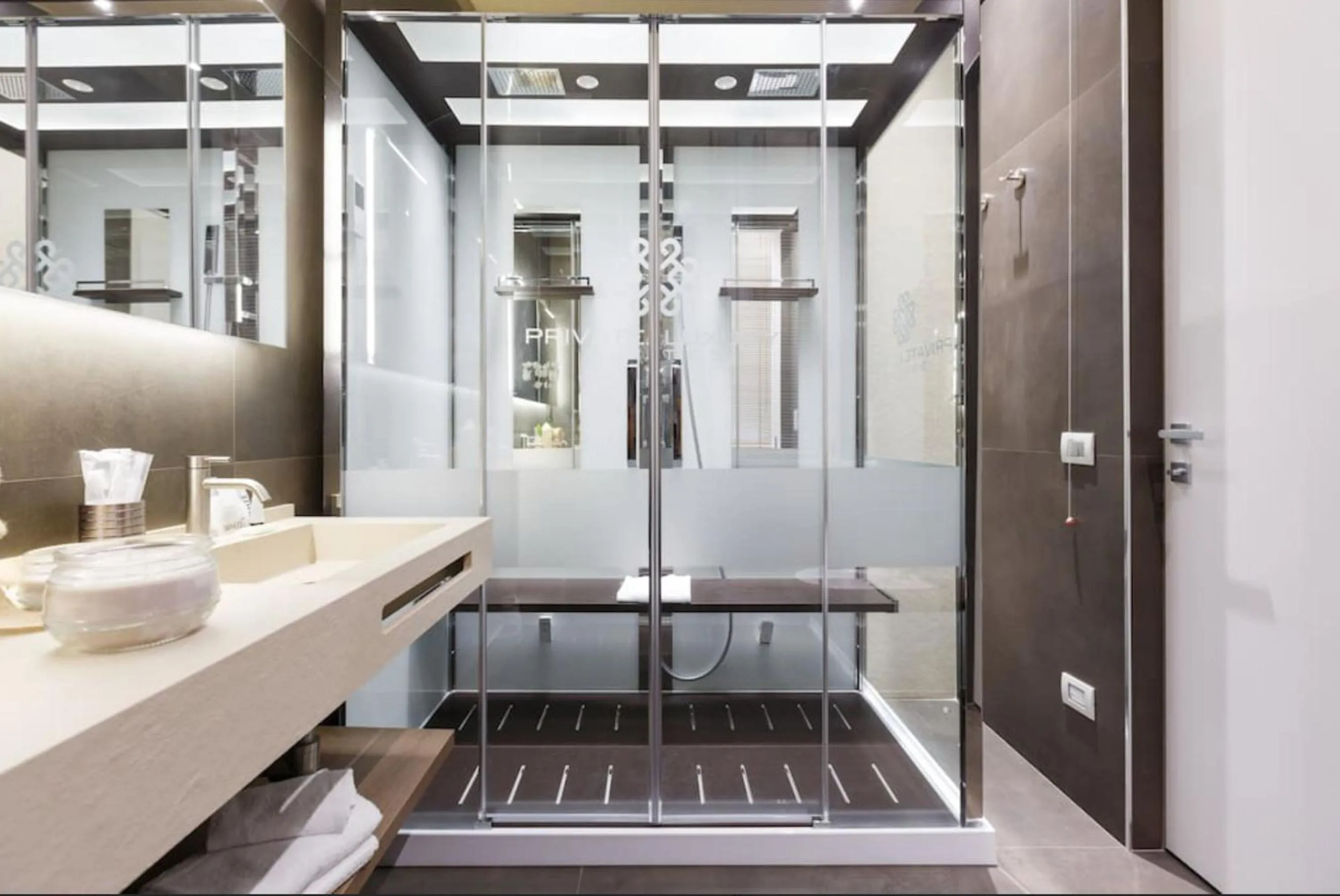 Steam room in Private Luxury Suites