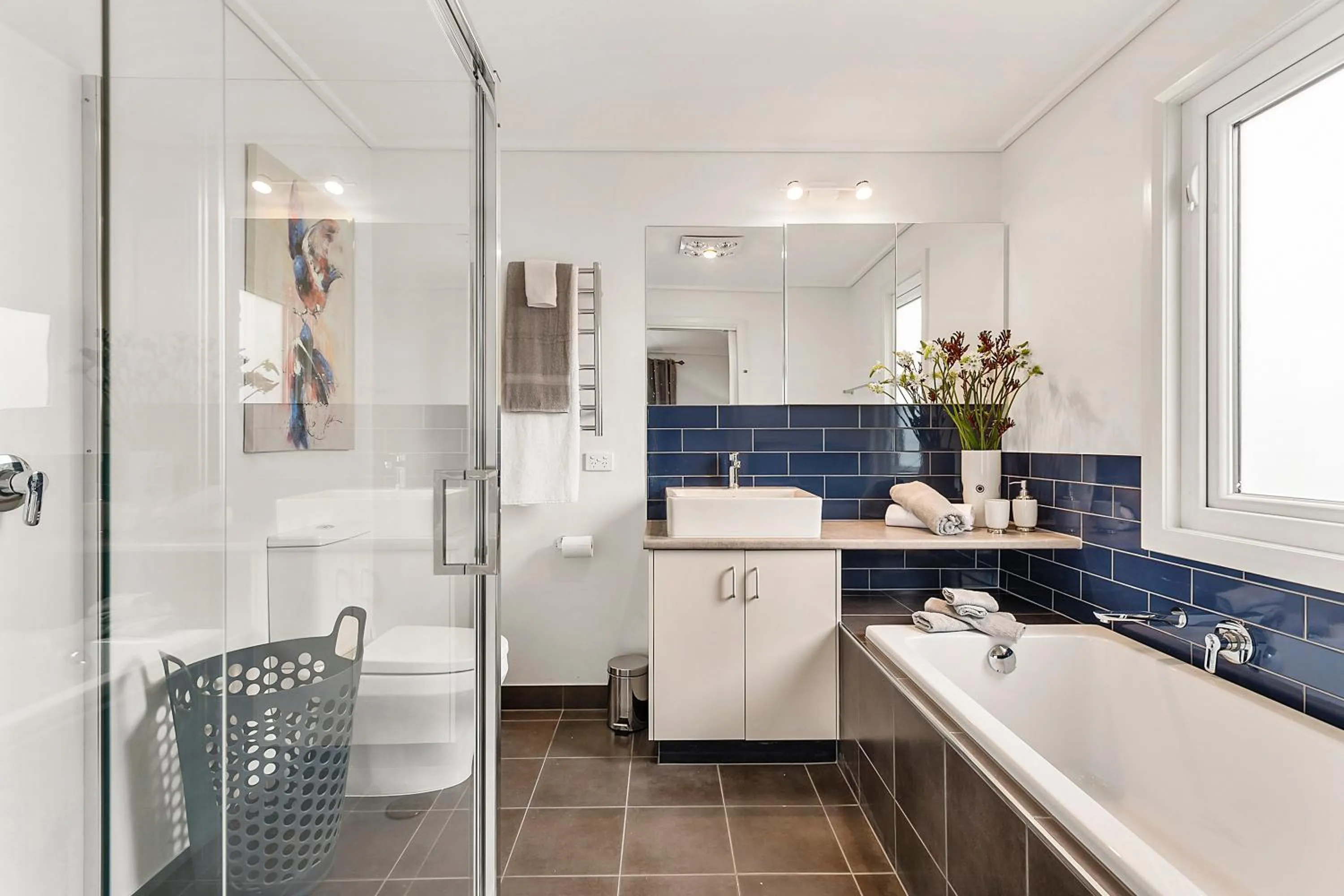 Bathroom in Blue Rosella on Piper