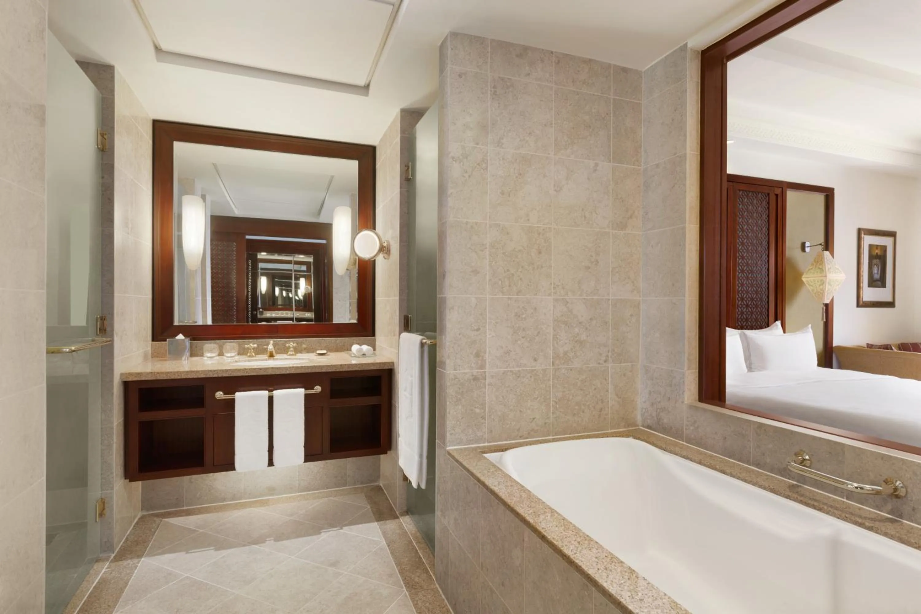 Bathroom, Bed in Al Husn Hotel Muscat
