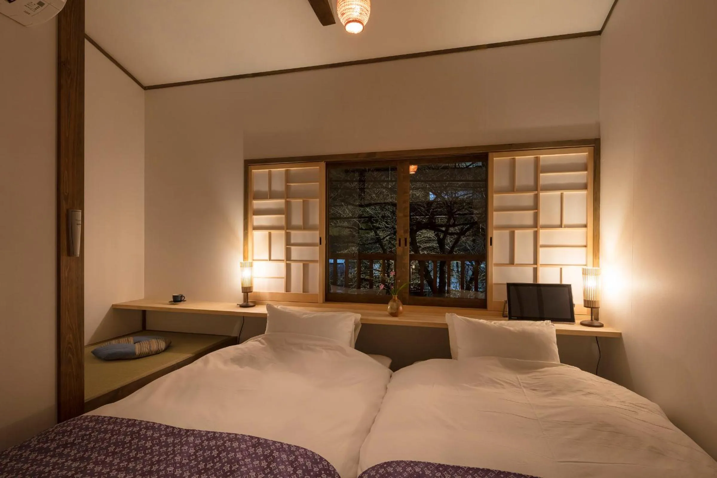 Bedroom, Bed in Hanagoromo Machiya House